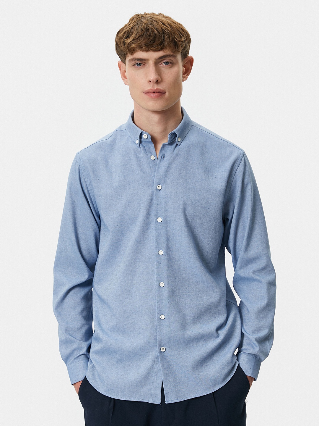 

Koton Button-Down Collar Long Sleeves Casual Shirt, Blue