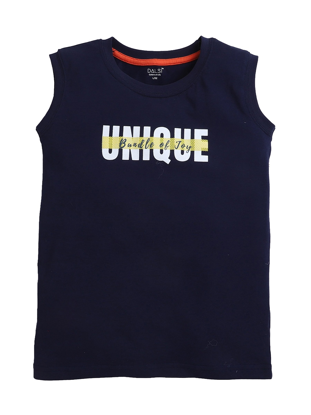 BAESD Boys Typography Printed Sleeveless T-shirt, Navy blue