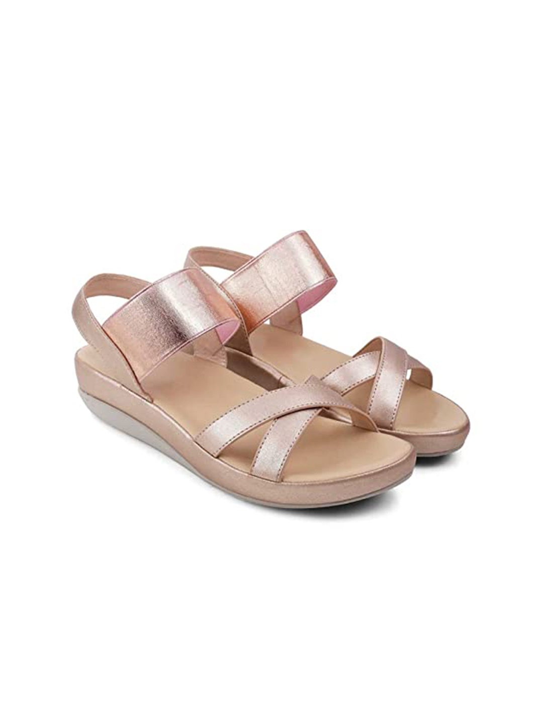 

Tresmode Open Toe Textured Comfort Heels, Champagne