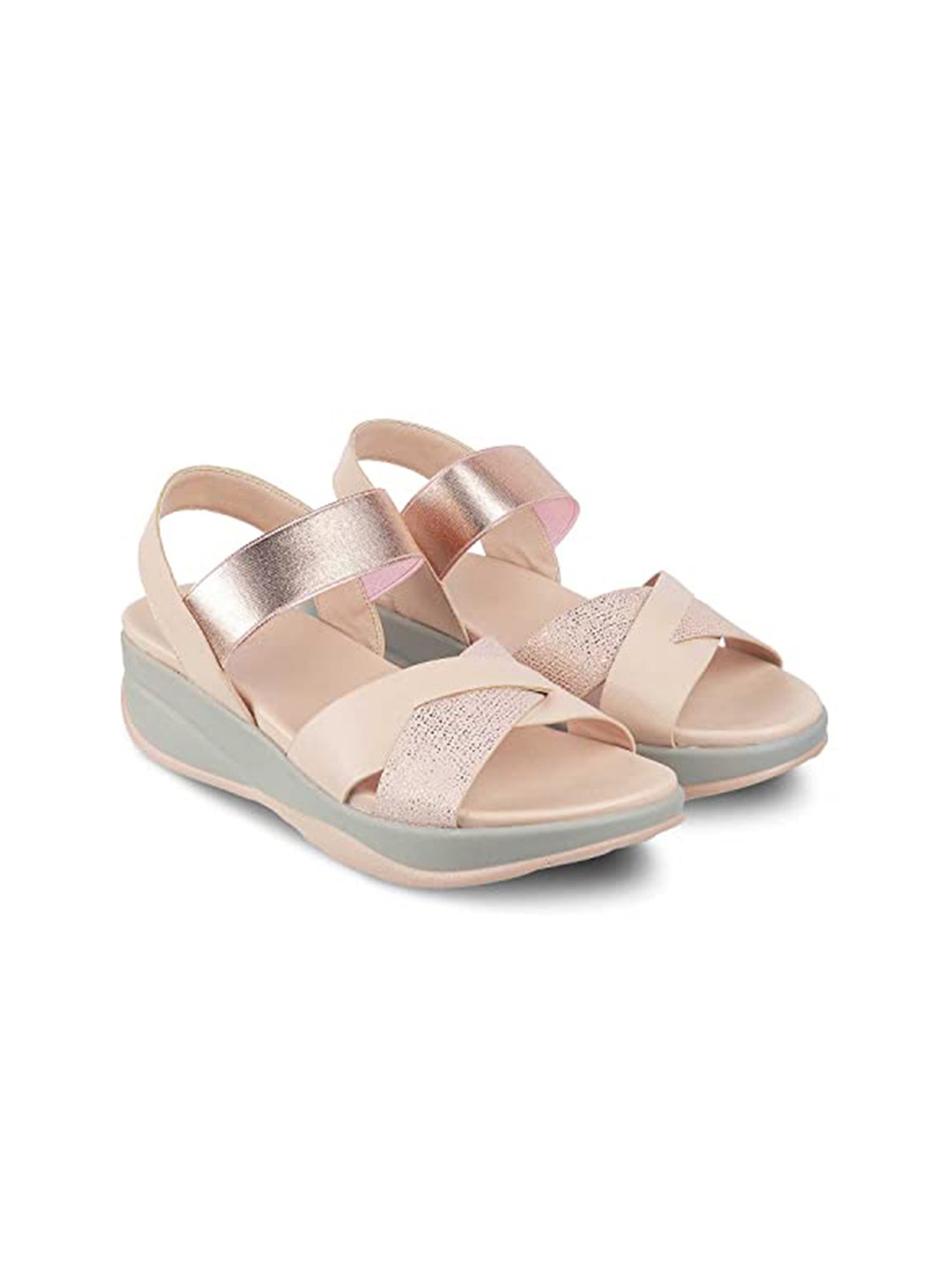 

Tresmode Open Toe Textured Comfort Heels, Pink