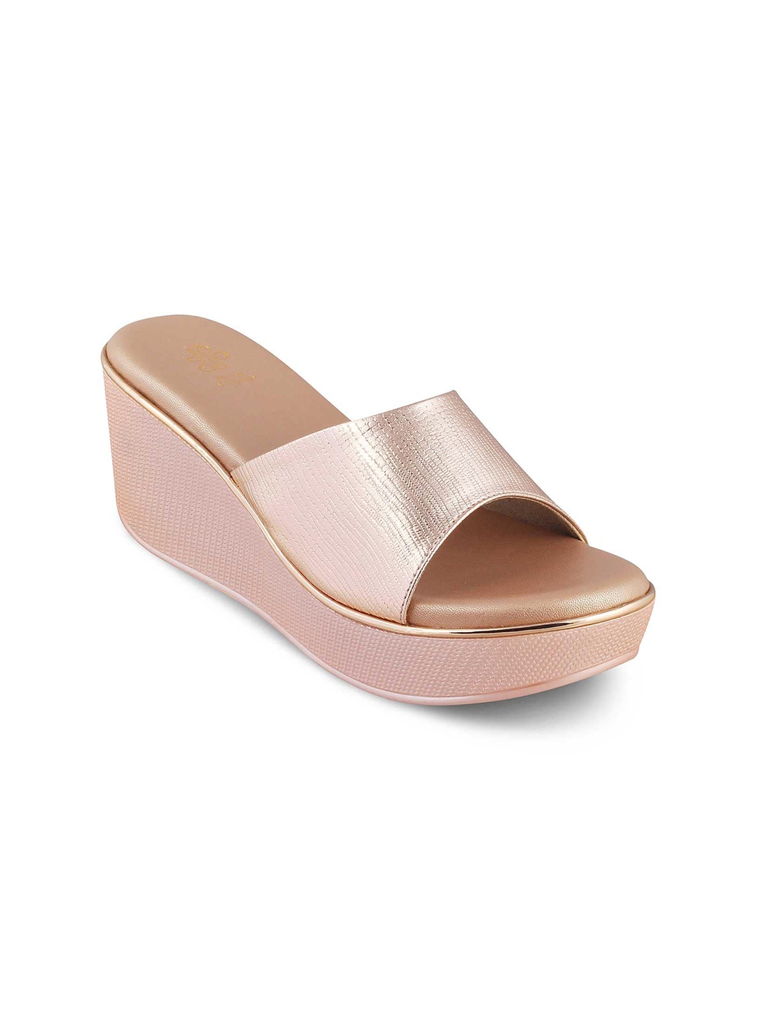 

Tresmode Textured Open Toe Wedge Heels, Champagne