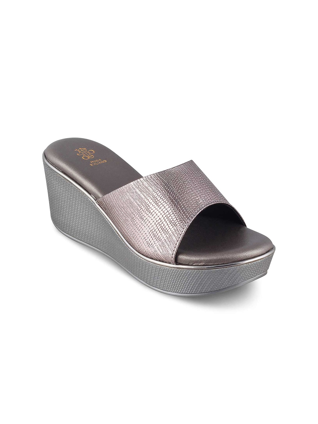 

Tresmode Textured Open Toe Wedge Heels, Grey