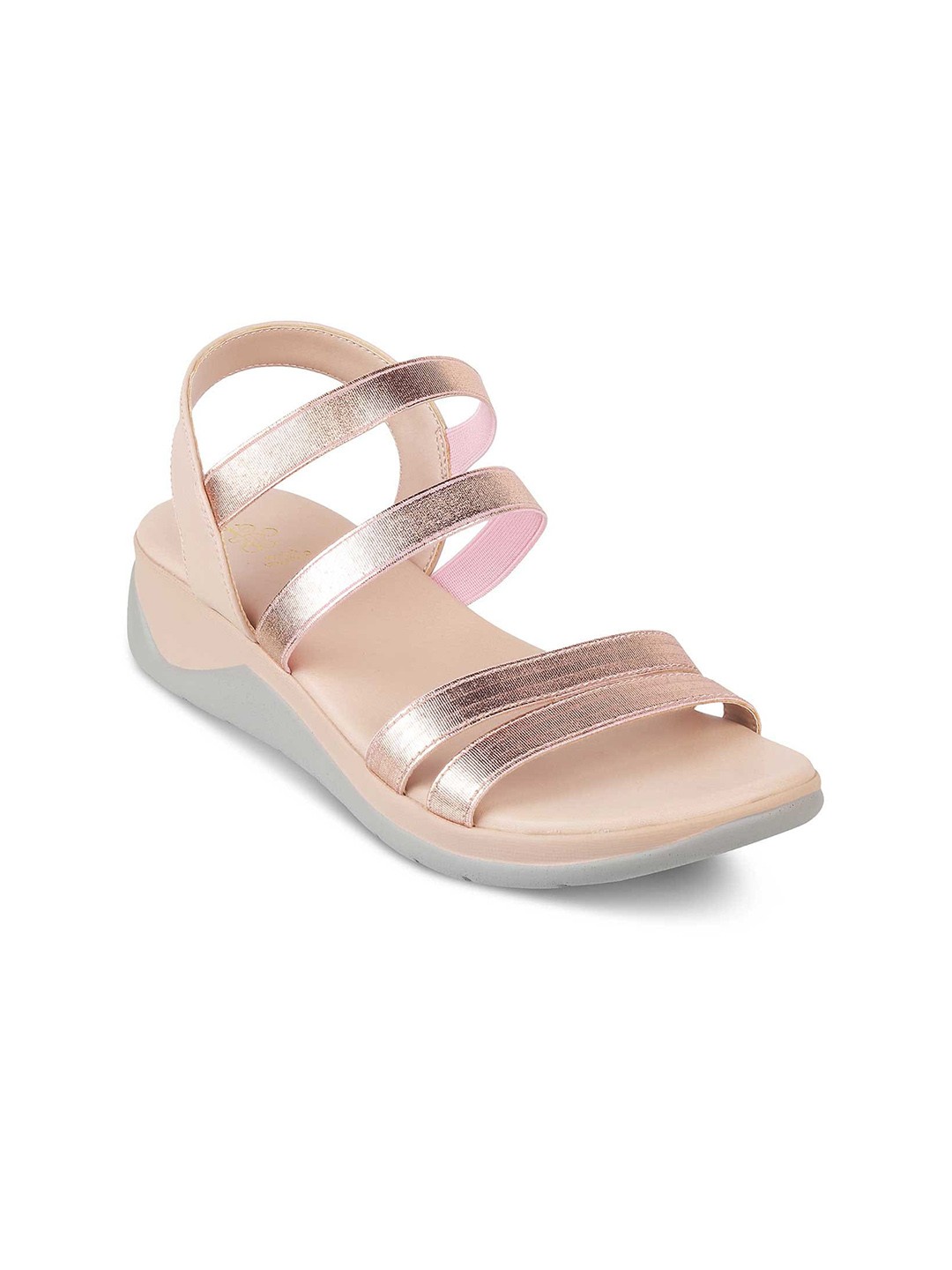 

Tresmode Strapy Textured Backstrap Comfort Heels, Champagne