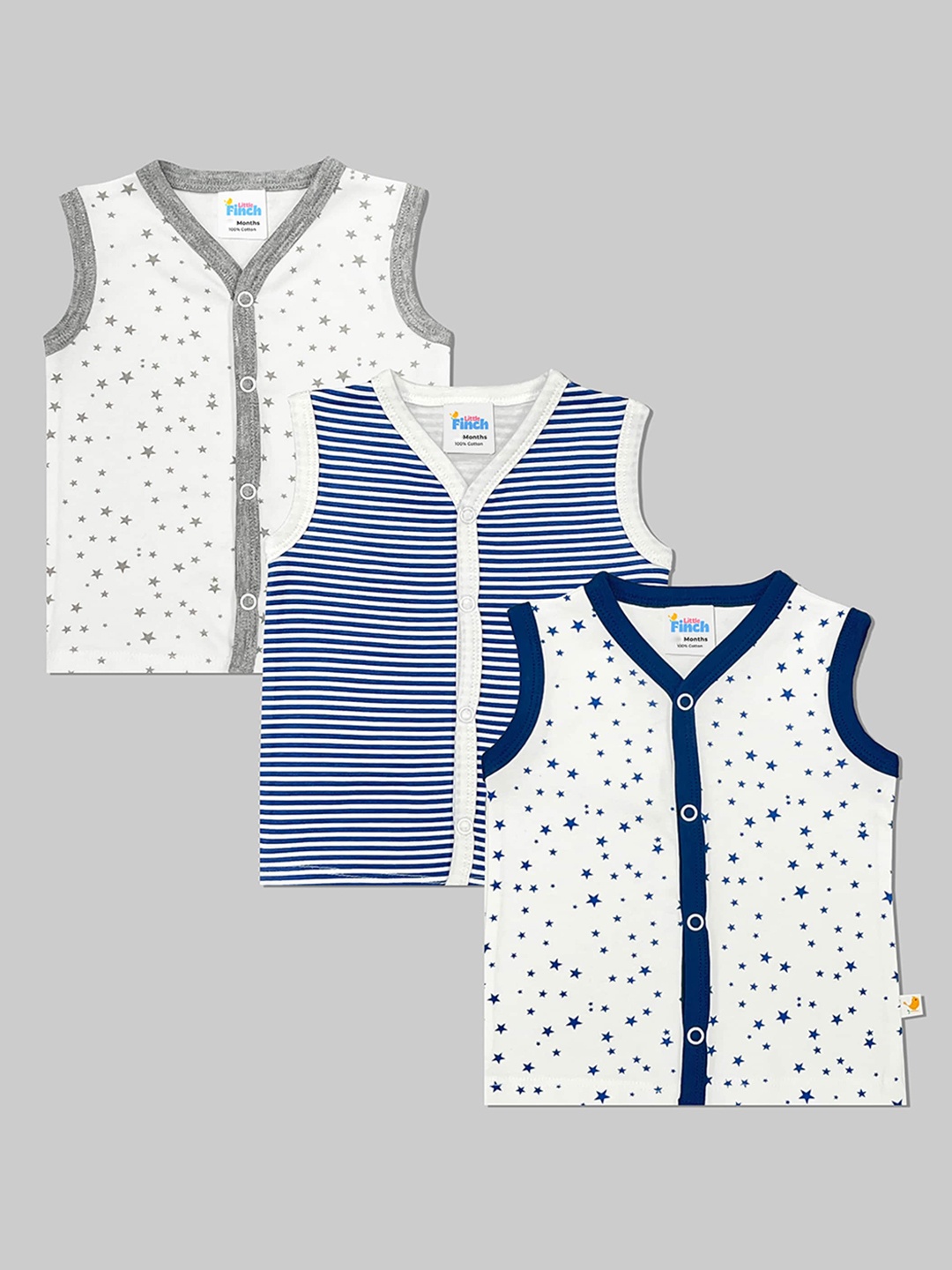 

BAESD Infant Boys Pack Of 3 Printed Pure Cotton Jhablas, White