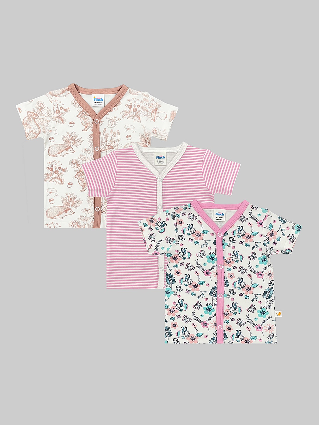 

BAESD Infant Girls Pack Of 3 Printed Pure Cotton Jablas, White