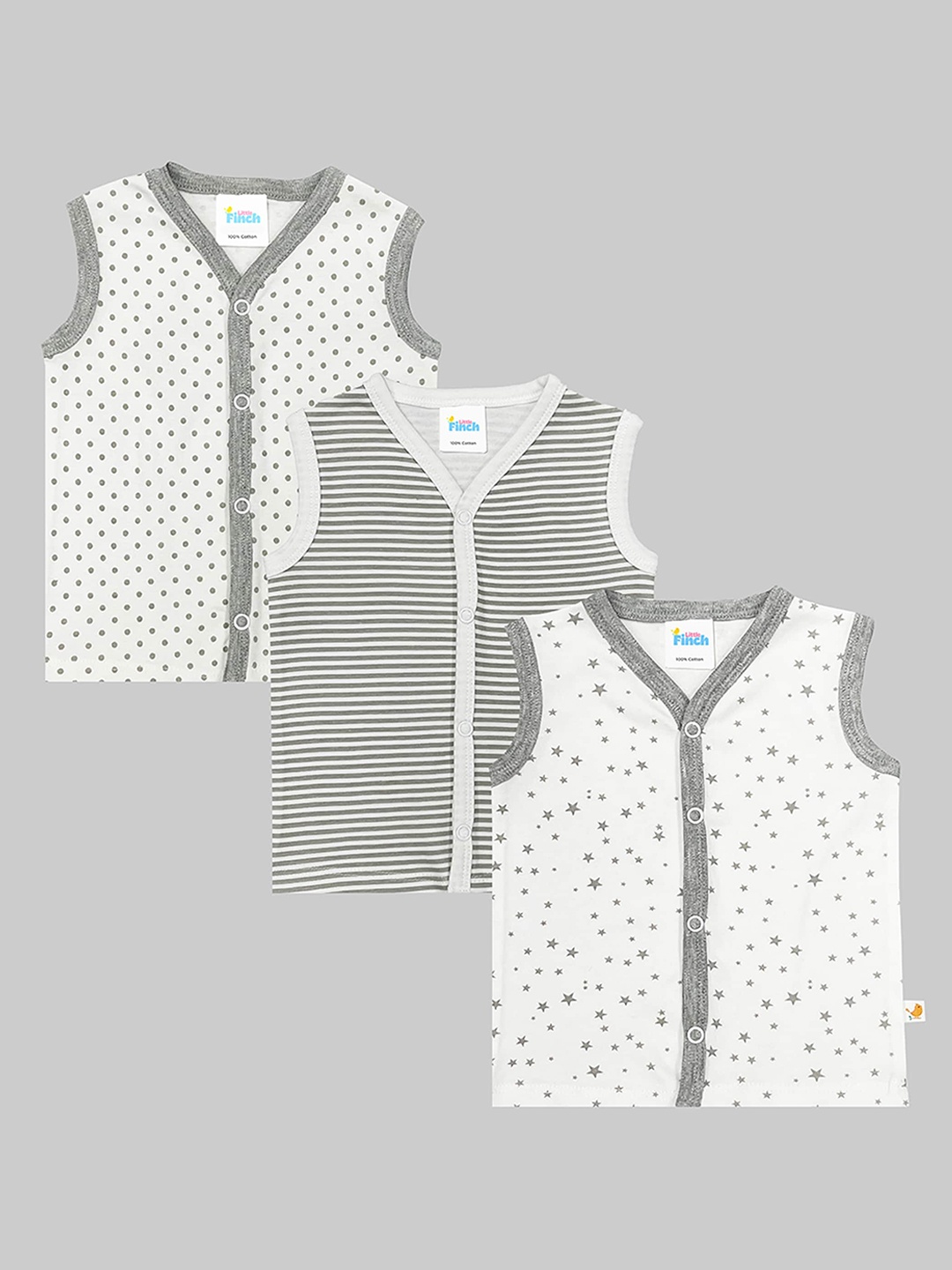 

BAESD Infants Boys Pack of 3 Printed Pure Cotton Jablas, White