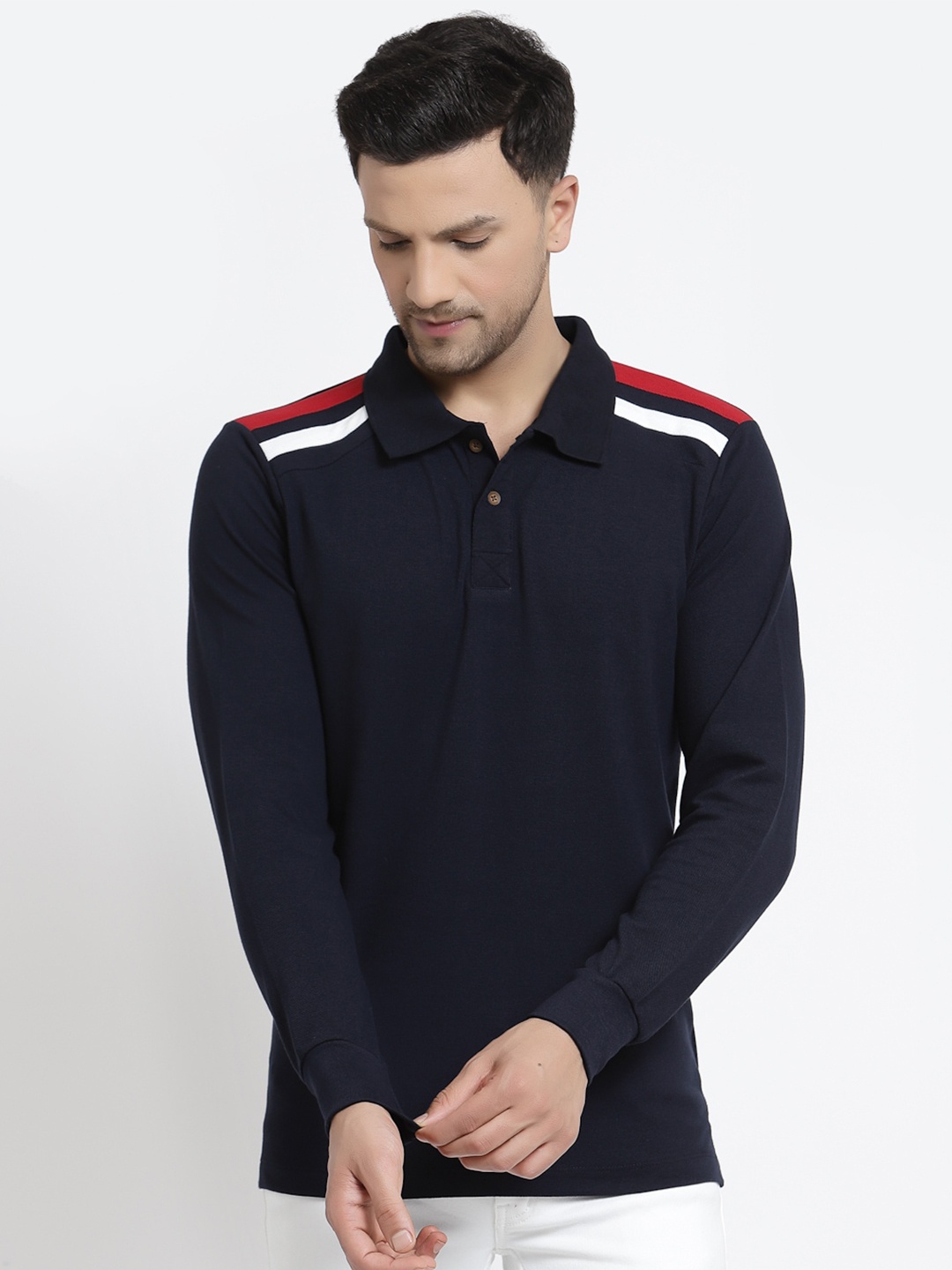 

Kalt Polo Collar Long Sleeves T-shirt, Navy blue