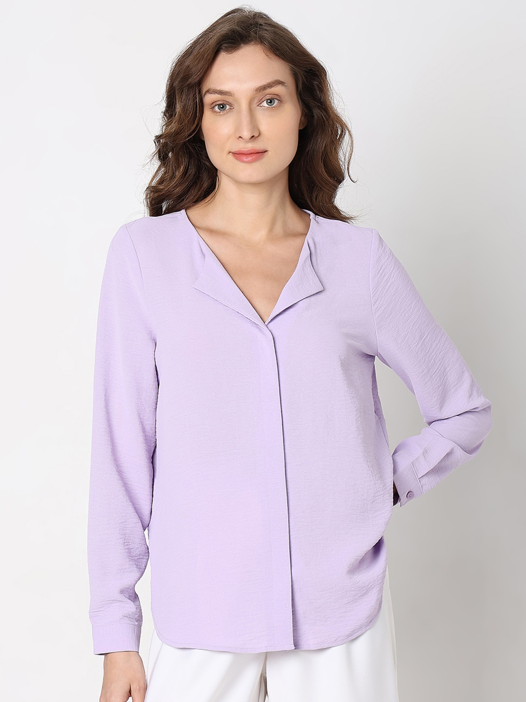 

Vero Moda Cuffed Sleeves Shirt Style Top, Purple