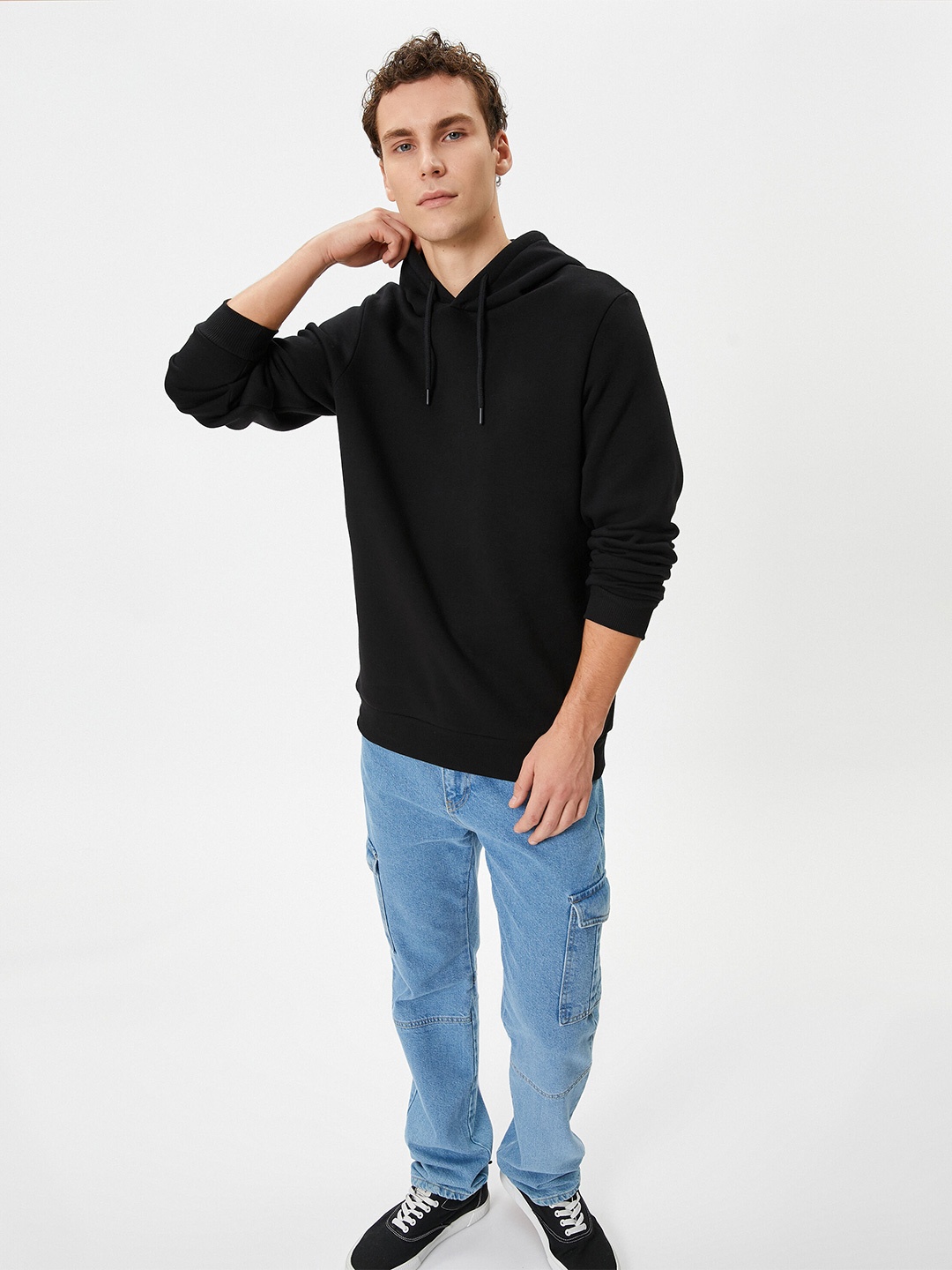 

Koton Hooded Pullover Sweatshirt, Black