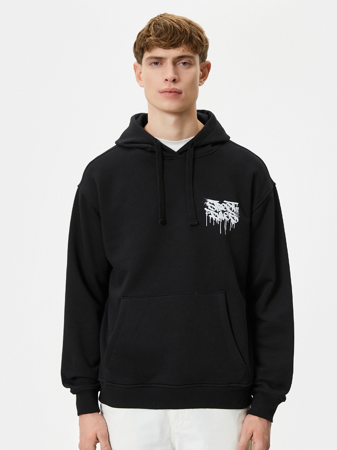 

Koton Hooded Pullover Sweatshirt, Black