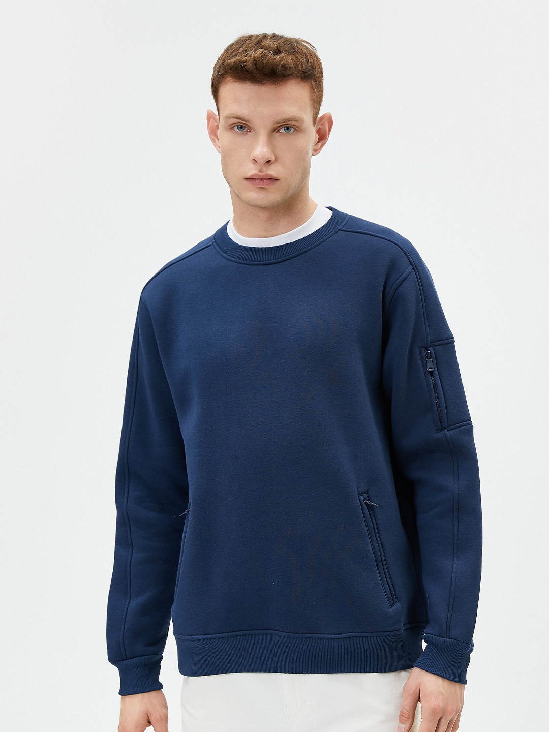 

Koton Round Neck Cotton Sweatshirt, Navy blue