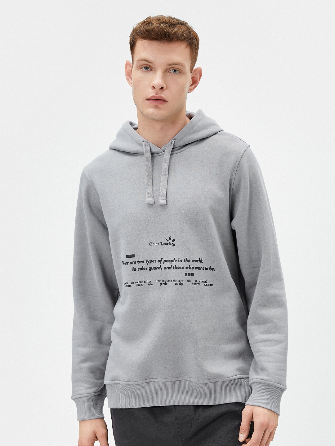 

Koton Typography Printed Cotton Hooded Sweatshirt, Grey