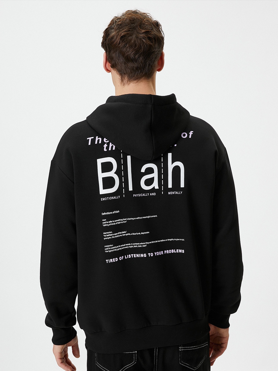 

Koton Typography Printed Hooded Pullover Sweatshirt, Black