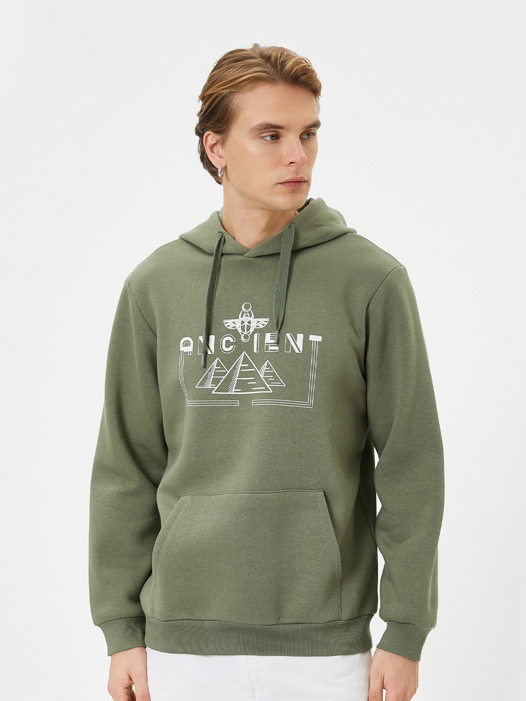 

Koton Graphic Printed Hooded Pullover Sweatshirt, Green