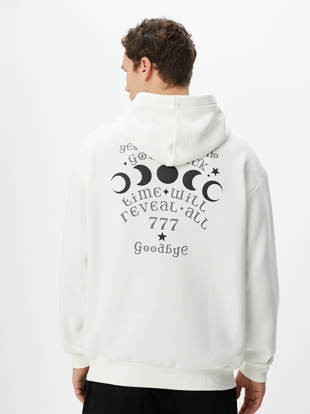 

Koton Typography Printed Hooded Pullover Sweatshirt, White