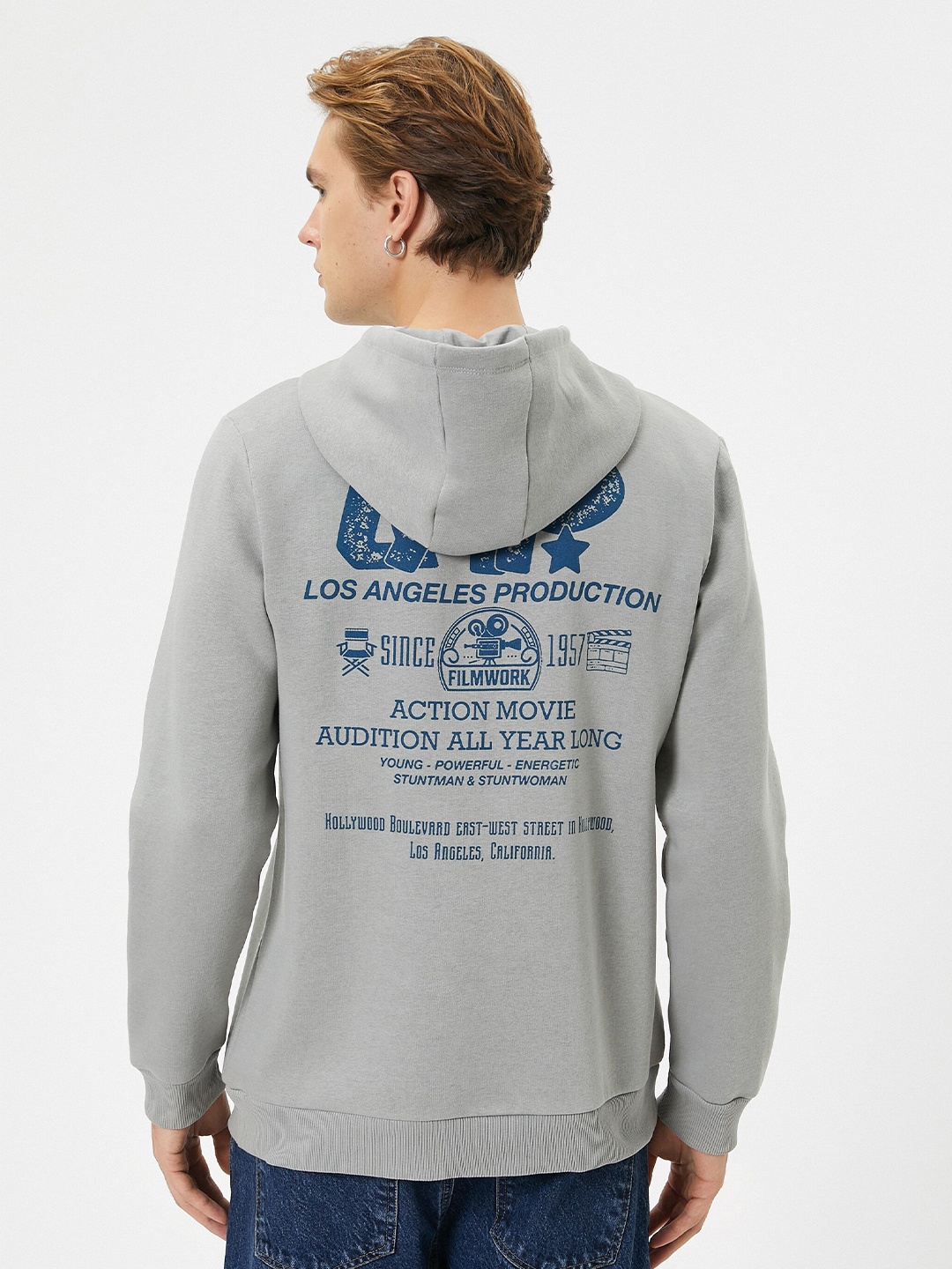 

Koton Typography Printed Hooded Pullover Sweatshirt, Grey