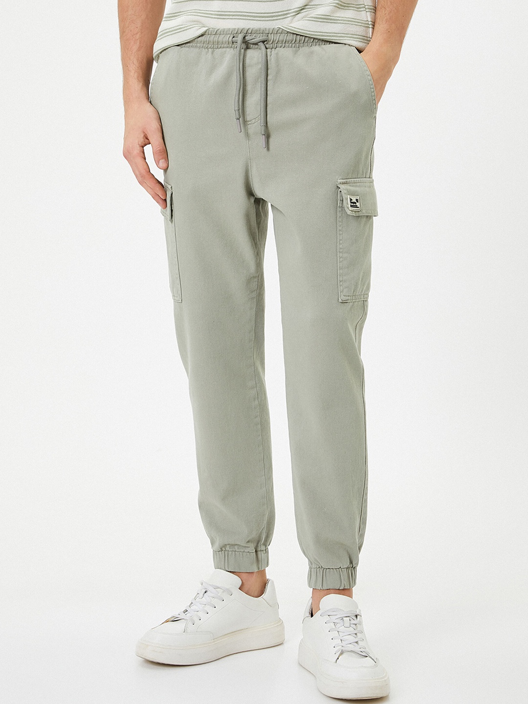 

Koton Men Mid-Rise Pure Cotton Joggers, Khaki