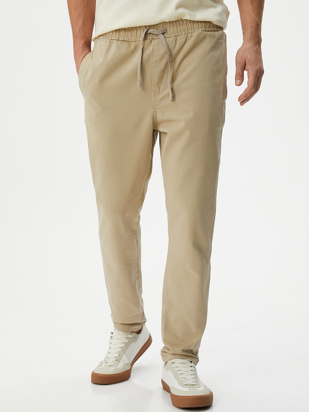 

Koton Men Cotton Regular Fit Chinos Trousers, Beige