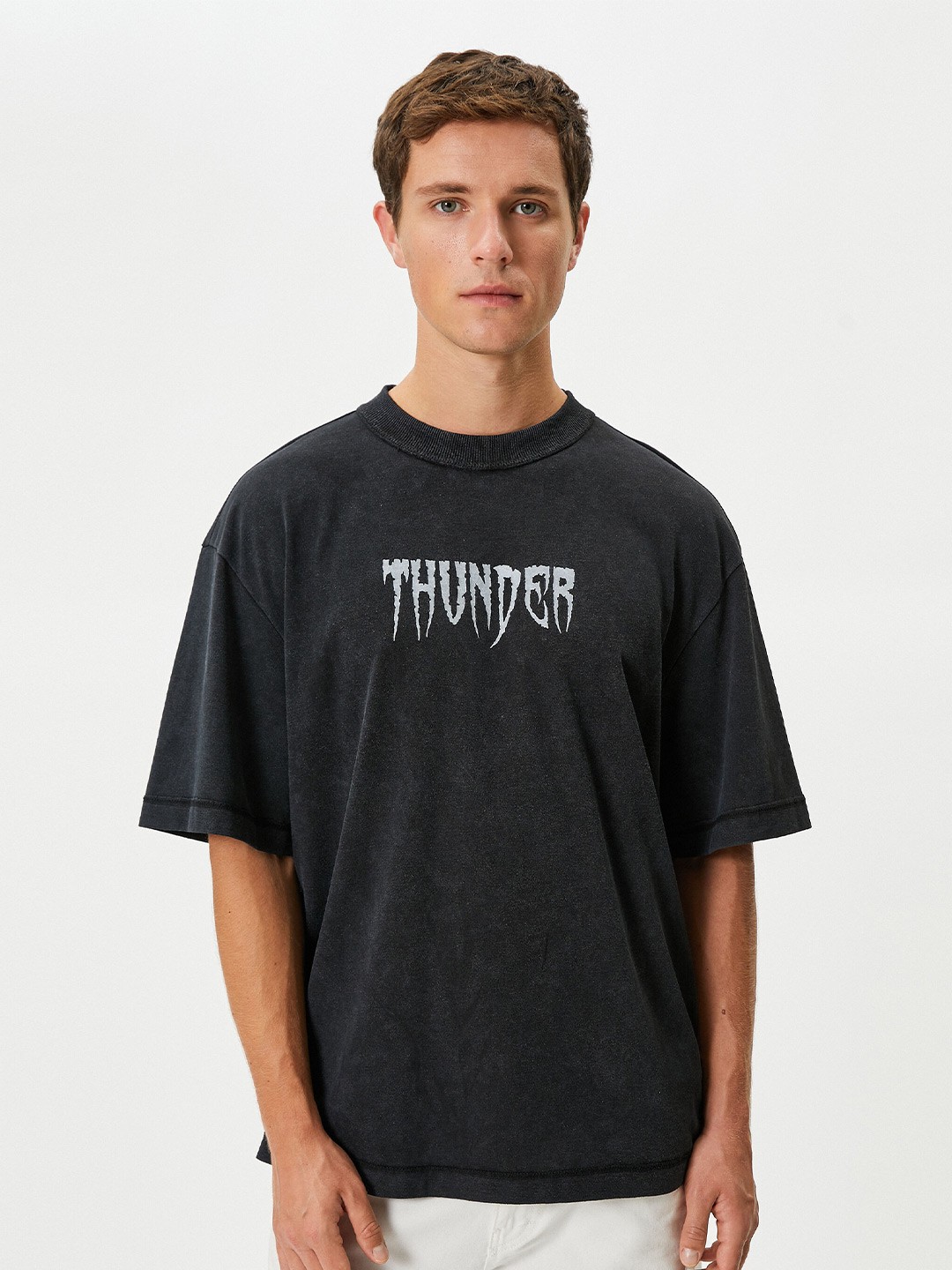

Koton Typography Printed Round Neck T-shirt, Black
