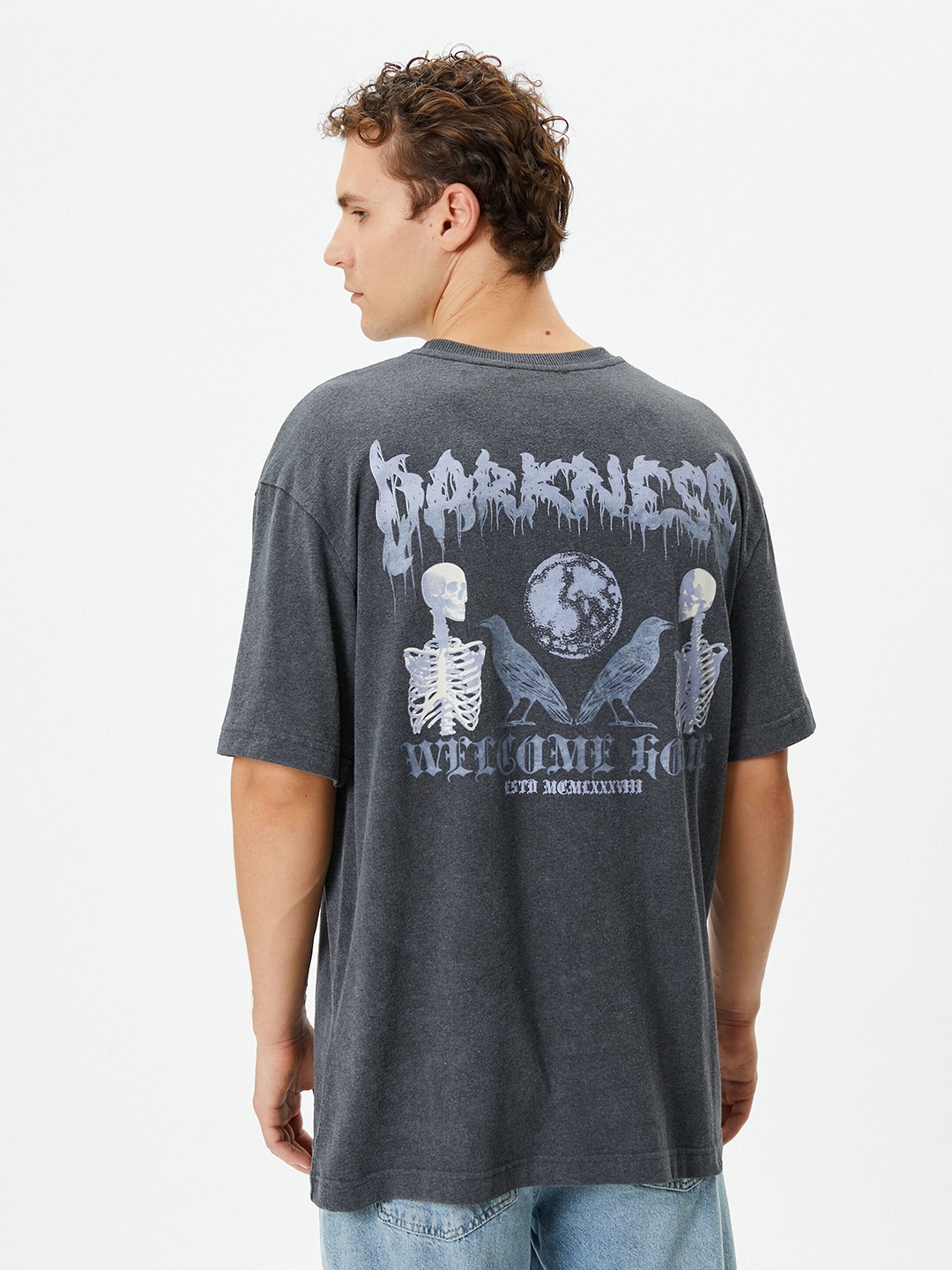 

Koton Graphic Printed Relaxed Fit T-shirt, Grey