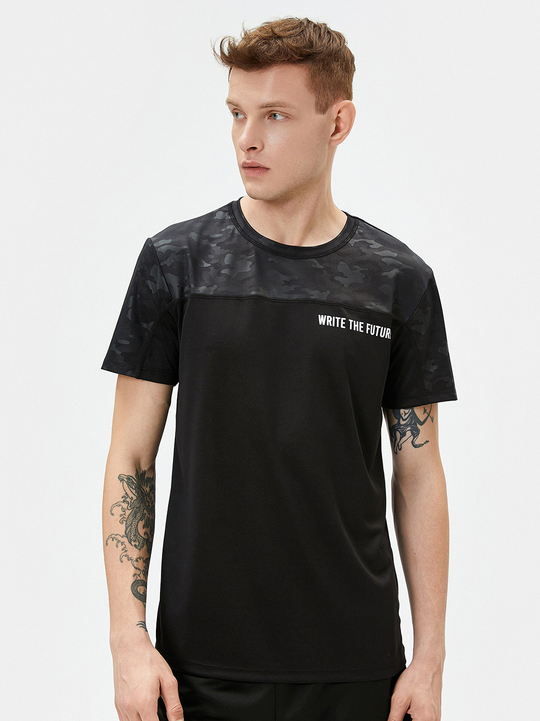 

Koton Camouflage Printed Round Neck T-shirt, Black