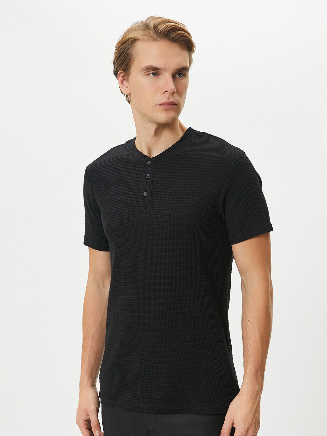 

Koton Henley Neck Pure Cotton T-shirt, Black