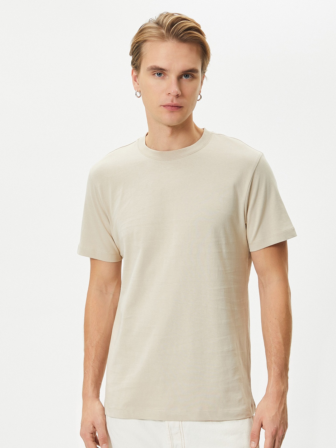 

Koton Round Neck Pure Cotton T-shirt, Beige