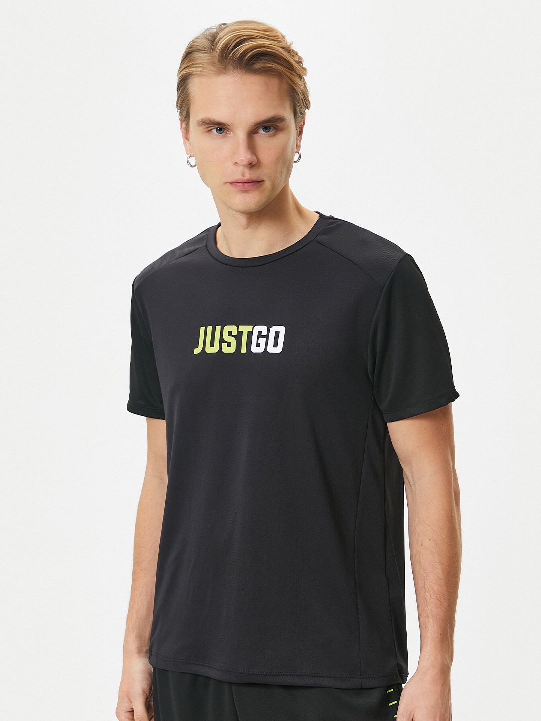 

Koton Typography Printed Casual T-shirt, Black