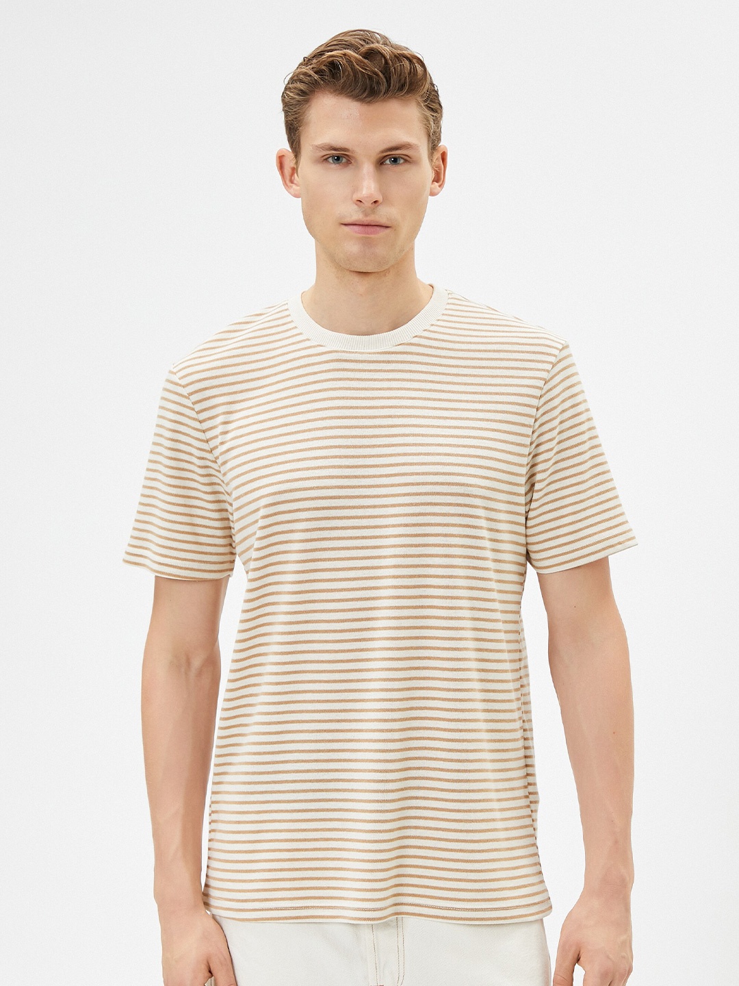 

Koton Striped Round Neck T-shirt, Brown