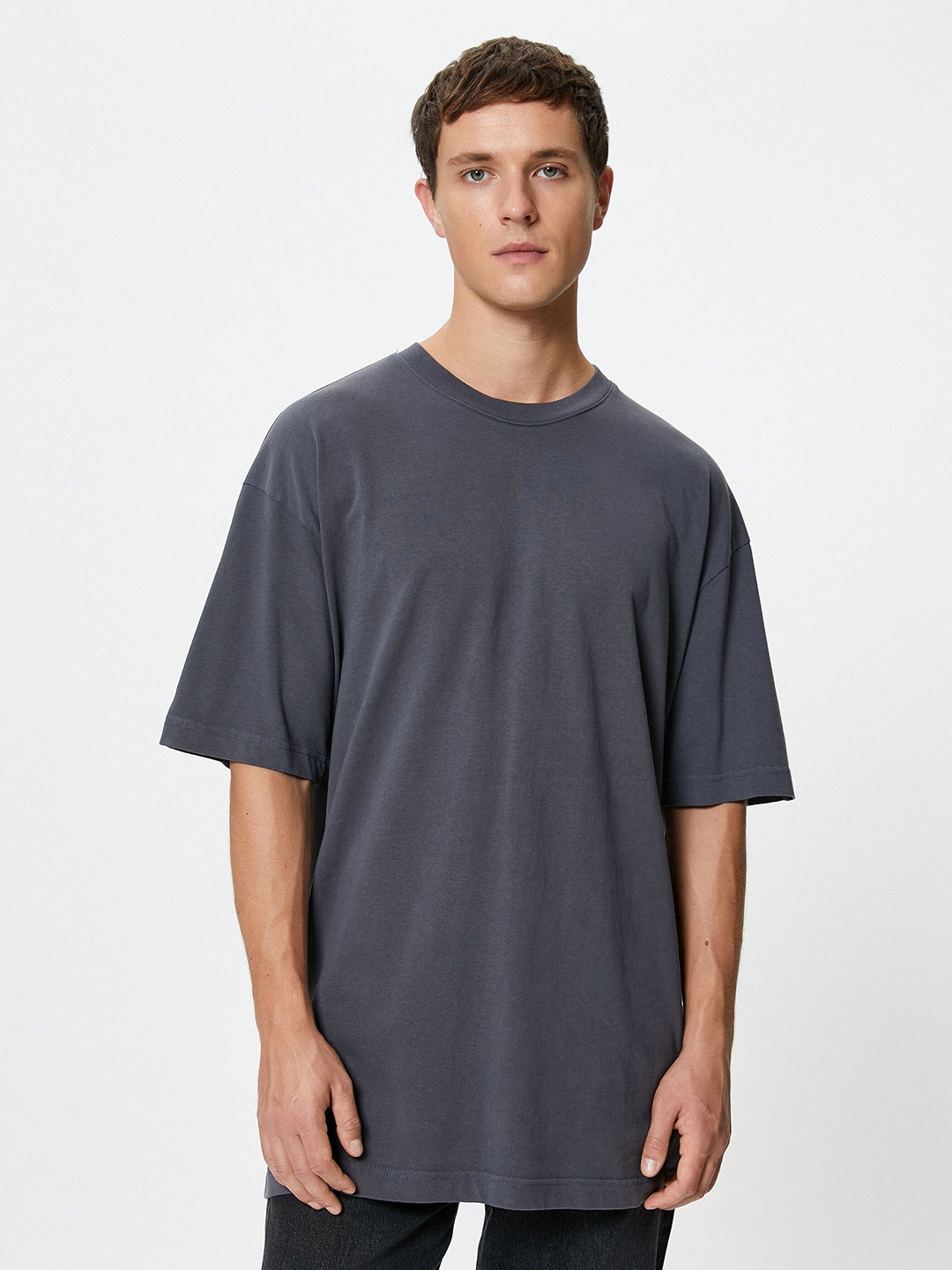 

Koton Pure Cotton Drop Shoulder Sleeves T-shirt, Blue