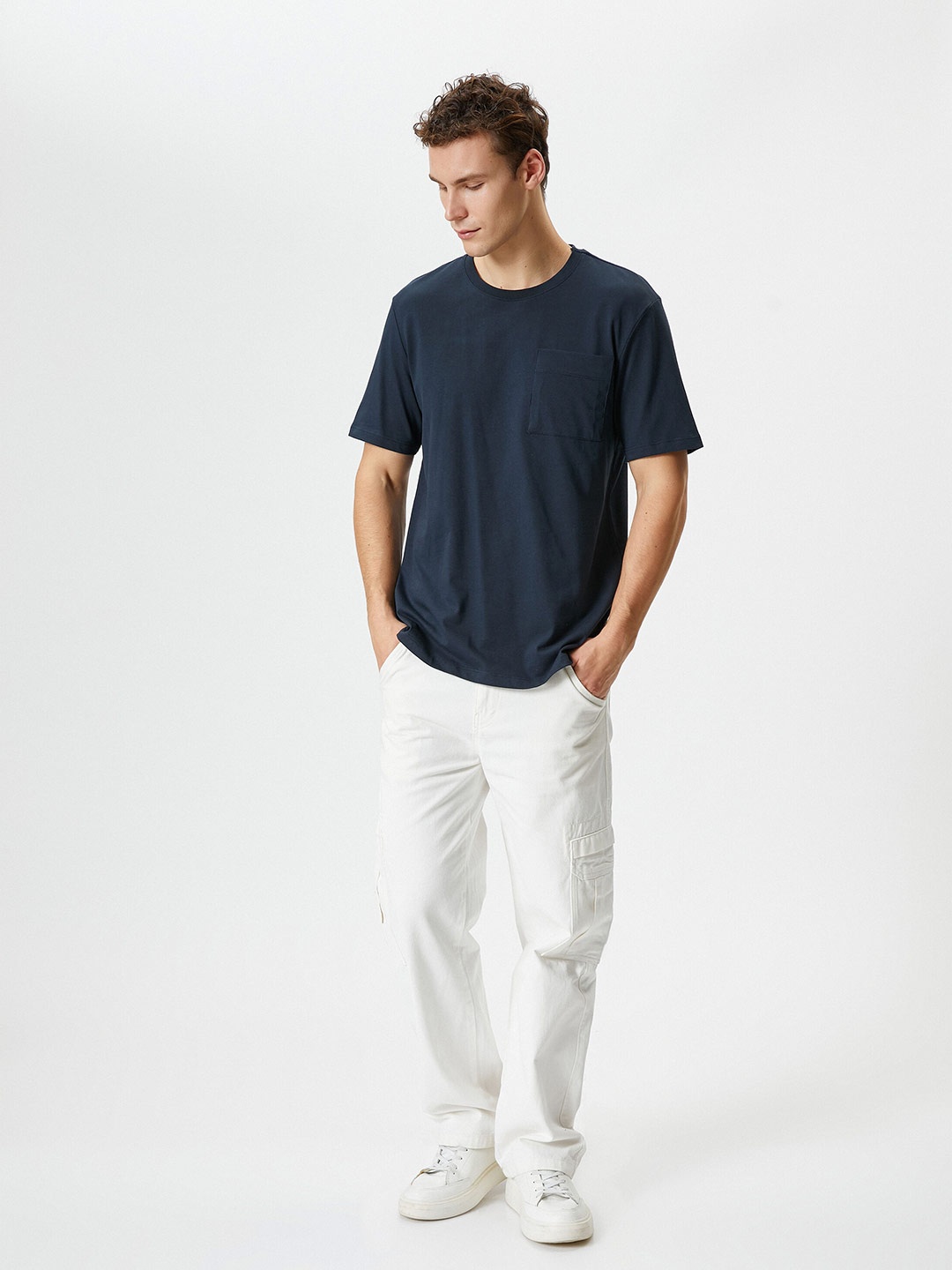 

Koton Round Neck Pure Cotton T-shirt, Navy blue