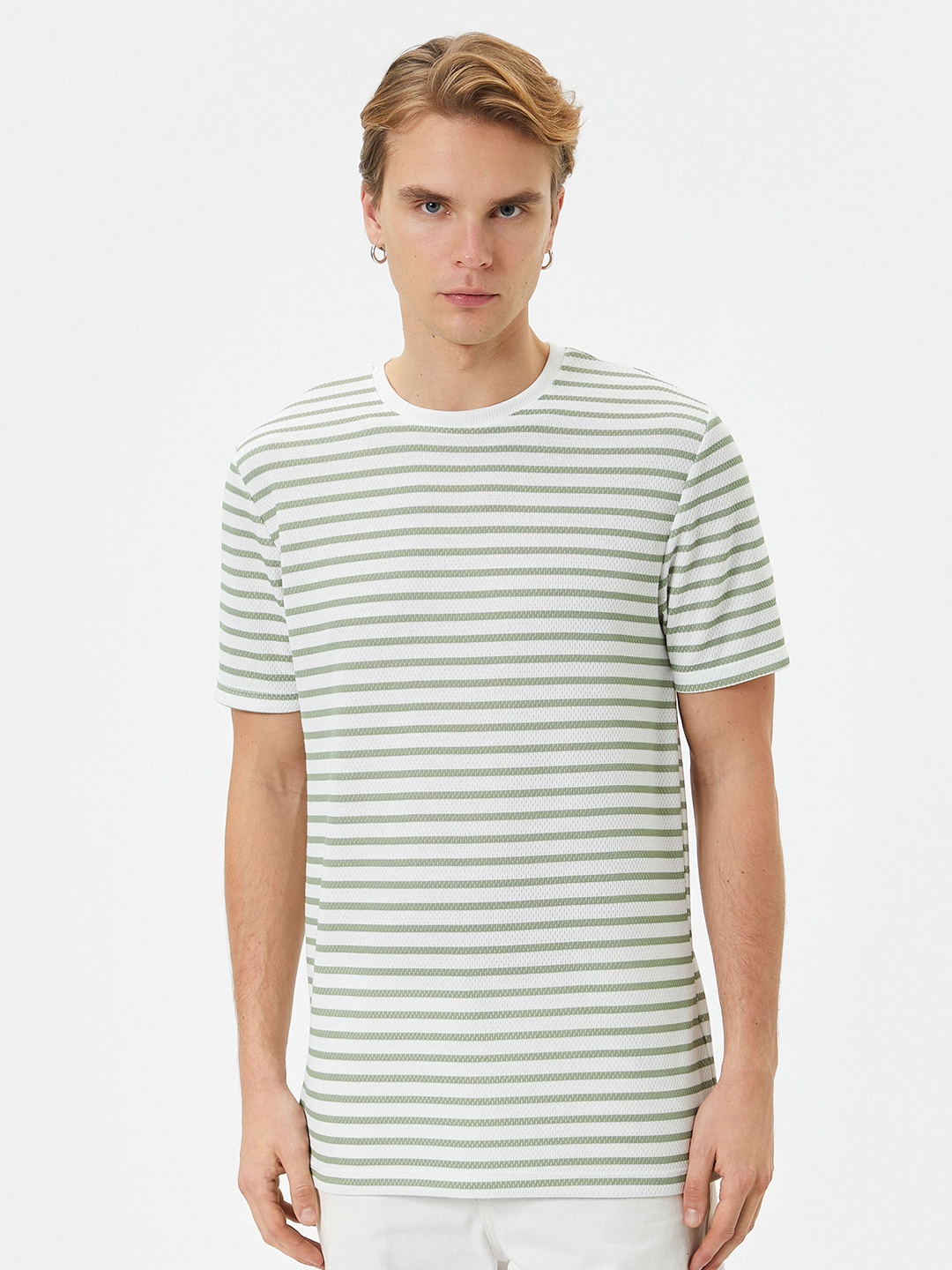 

Koton Striped Round Neck T-shirt, Green