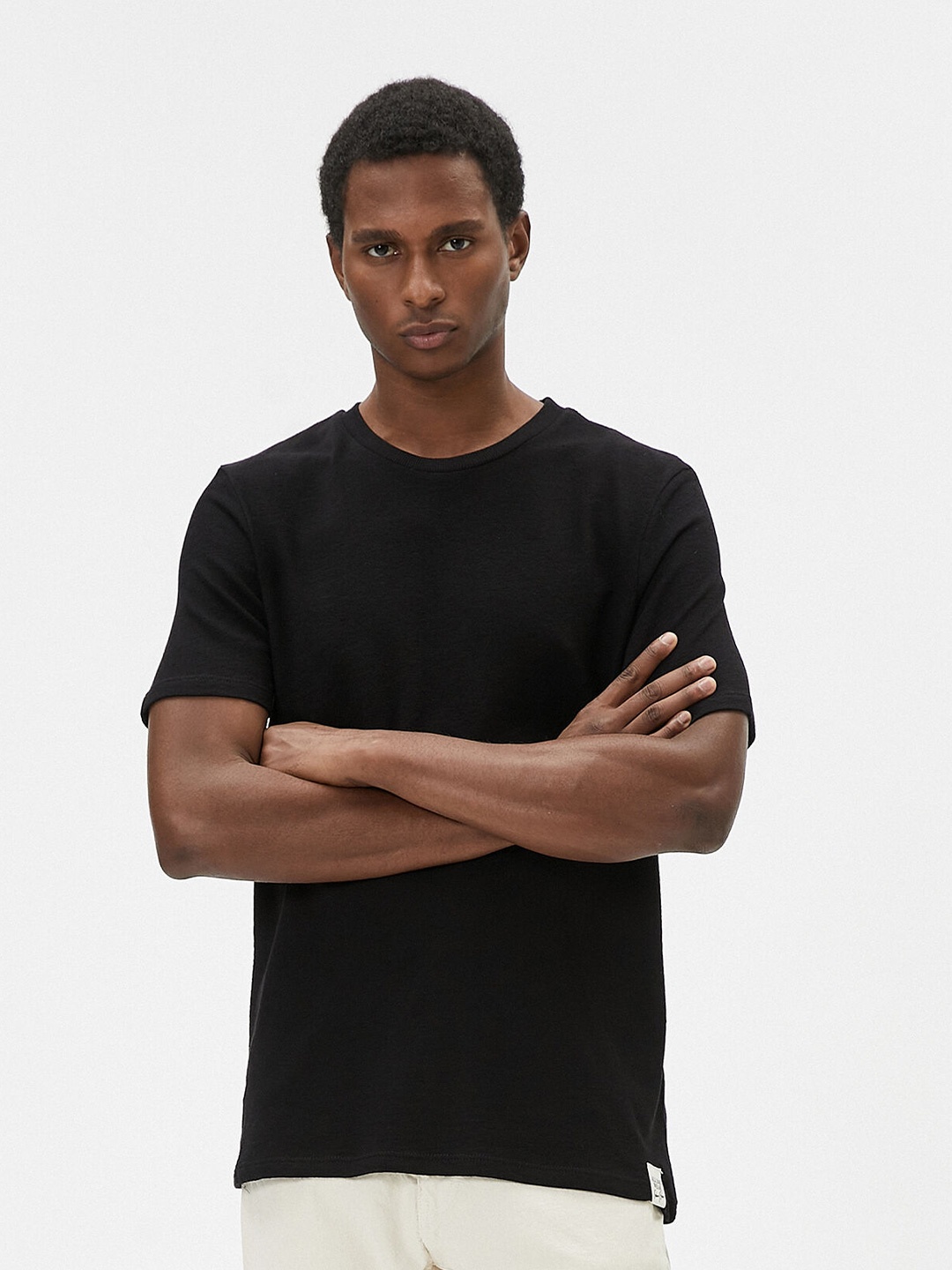 

Koton Round Neck Pure Cotton T-Shirt, Black