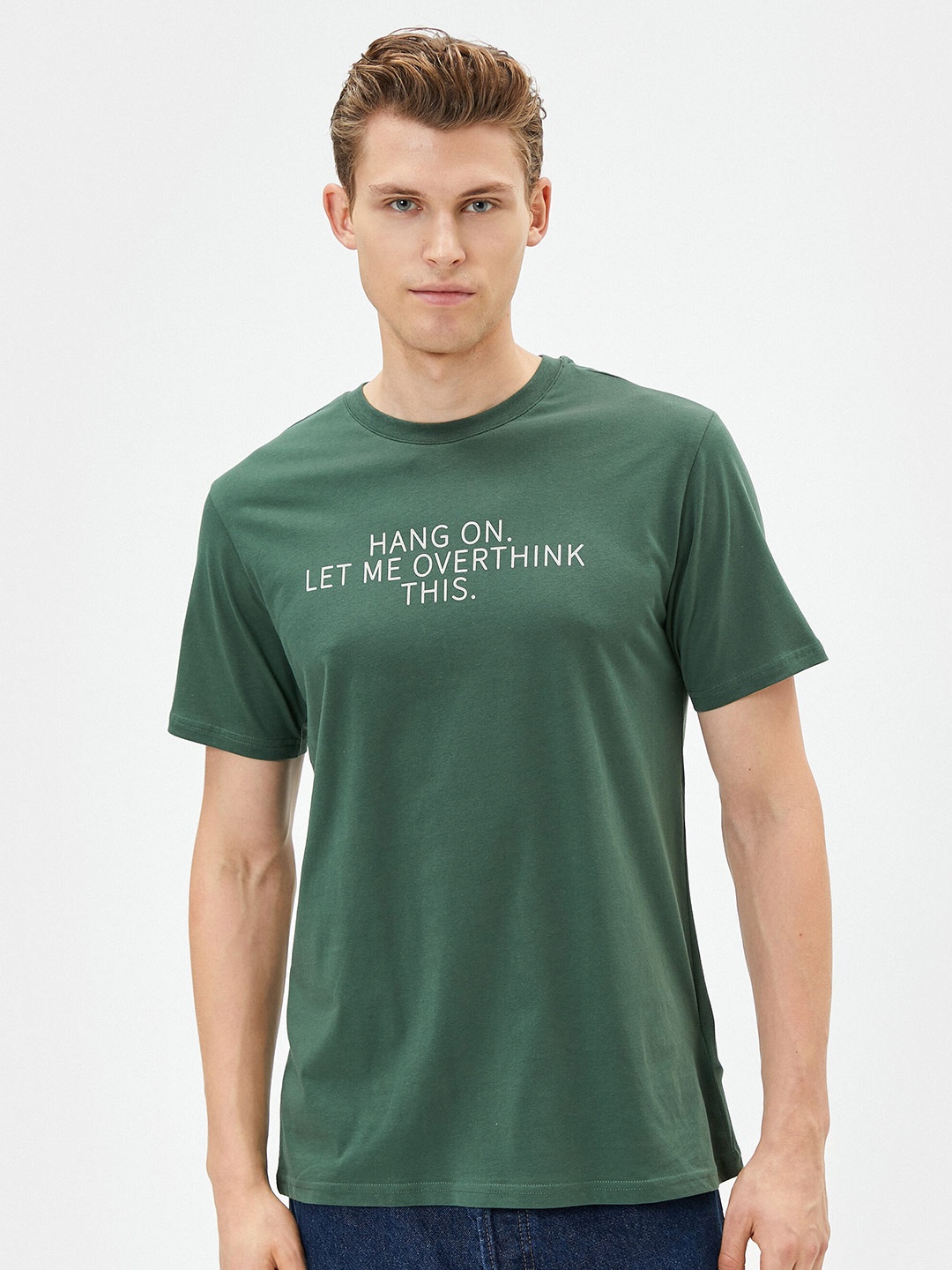 

Koton Typography Printed Round Neck Pure Cotton T-shirt, Green