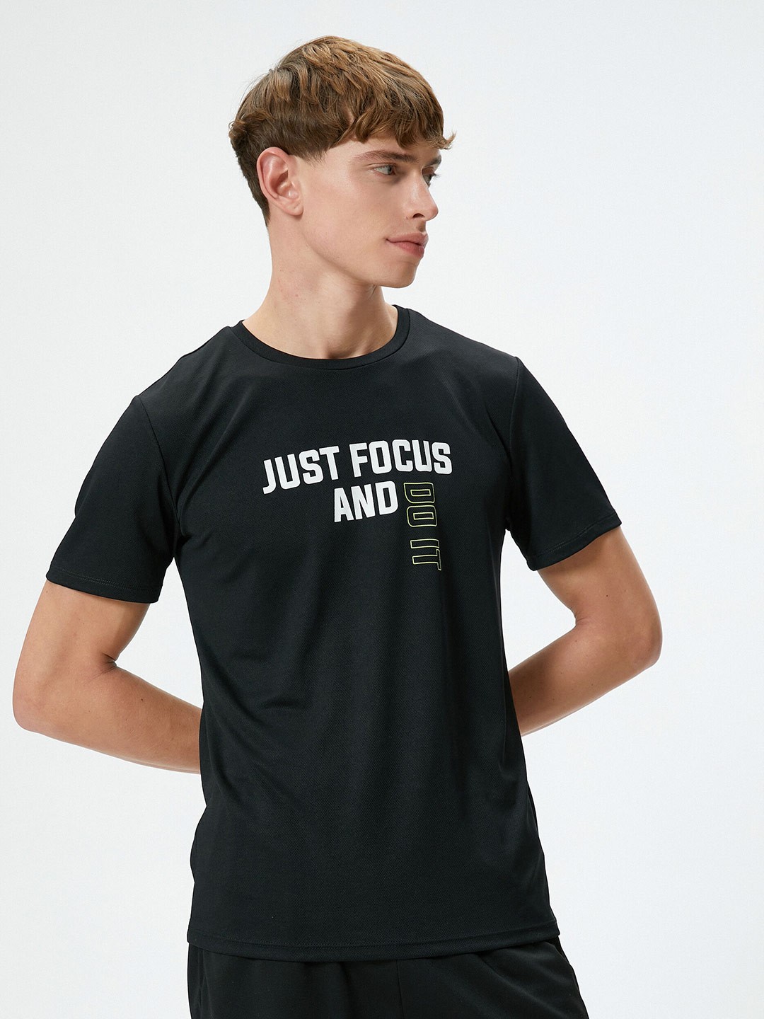 

Koton Typography Printed T-Shirt, Black