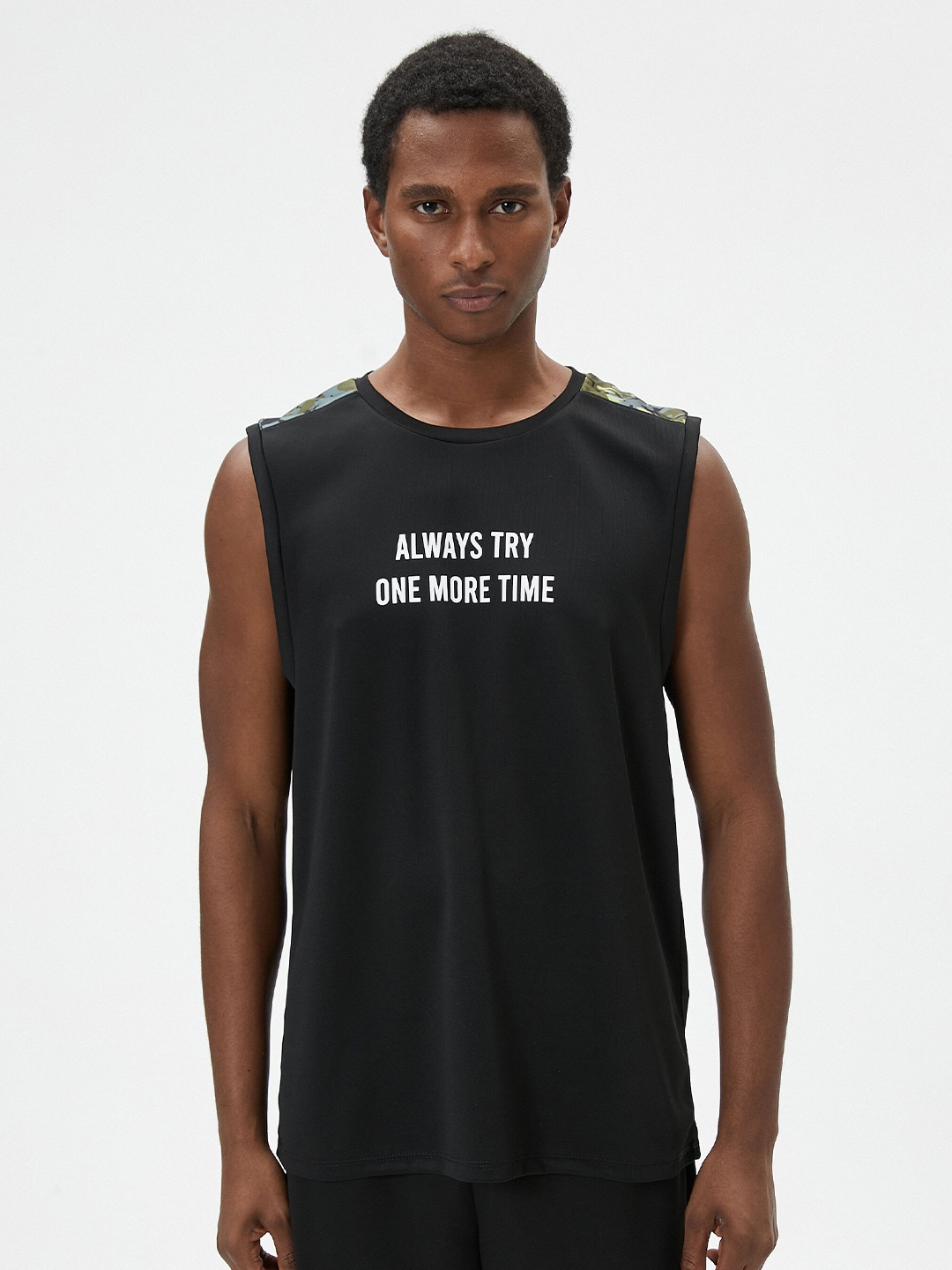 

Koton Typography Printed Sleeveless Casual T-shirt, Black