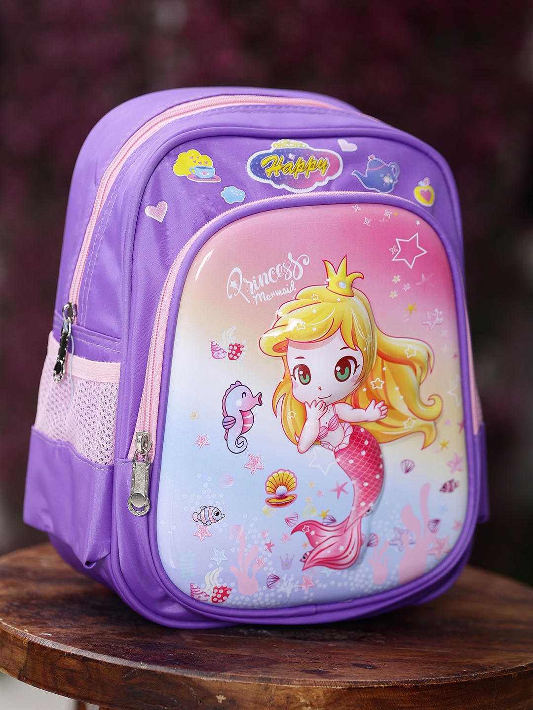 

ZEVORA Kids Princess Graphic Printed Backpack, Purple