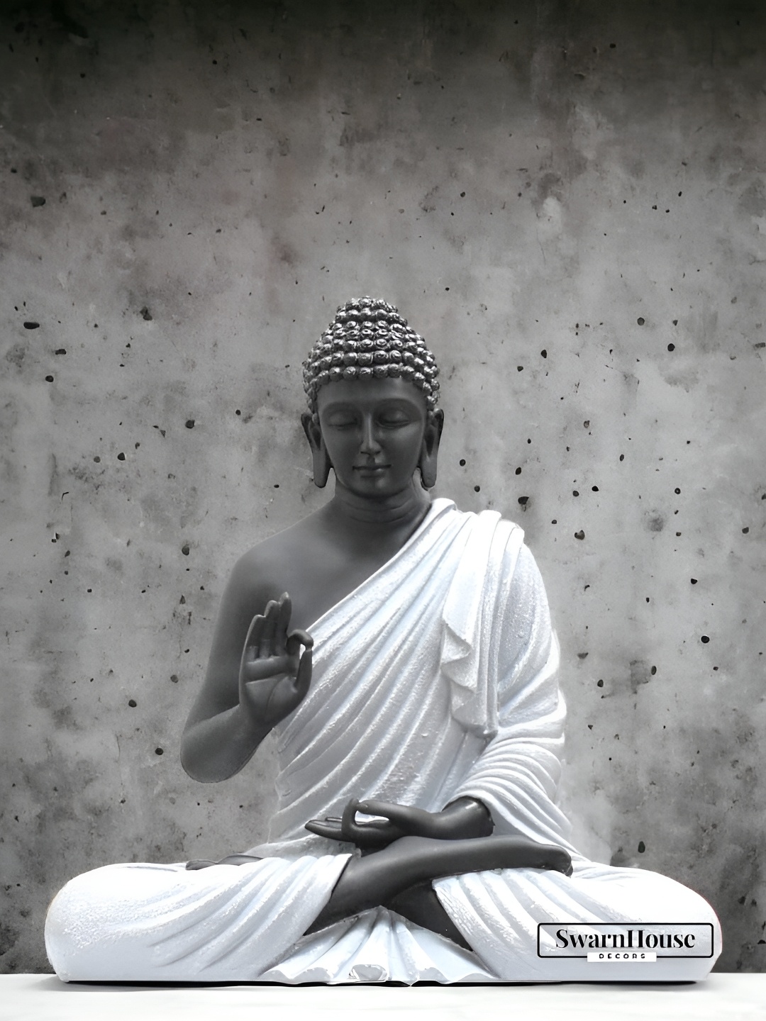 

SwarnHouse Decors Black & White Buddha Idol Showpiece