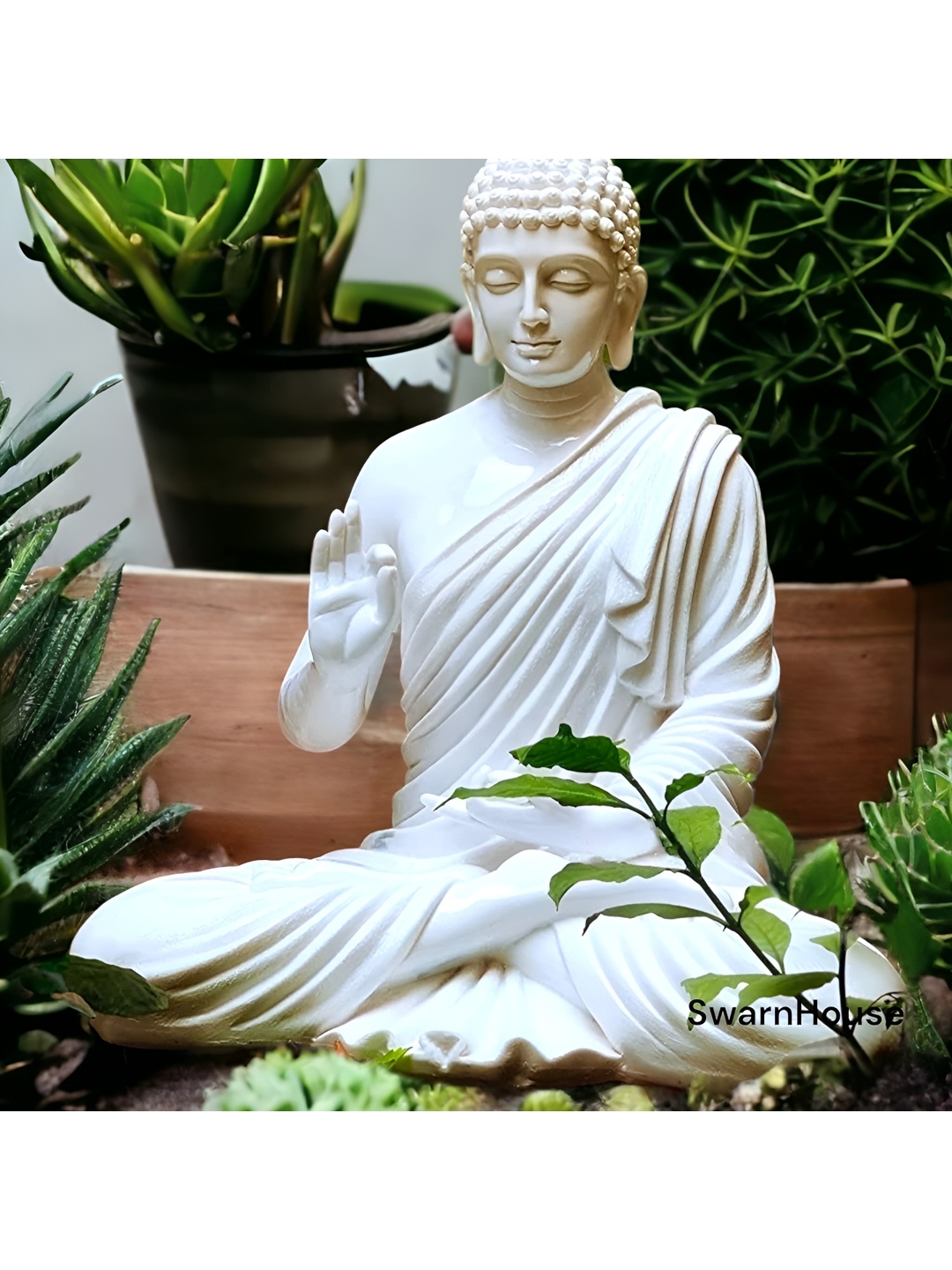 

SwarnHouse Decors White Buddha Idol Showpiece