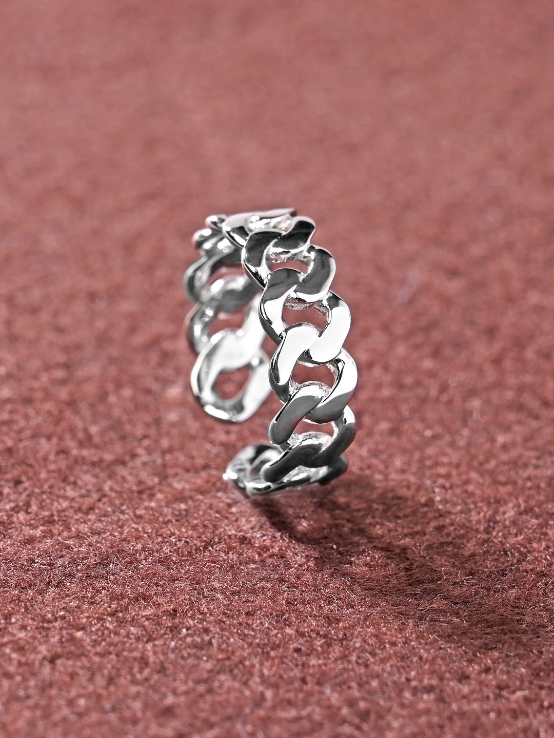 

Clara 925 Sterling Silver Rhodium-Plated Curb Finger Ring