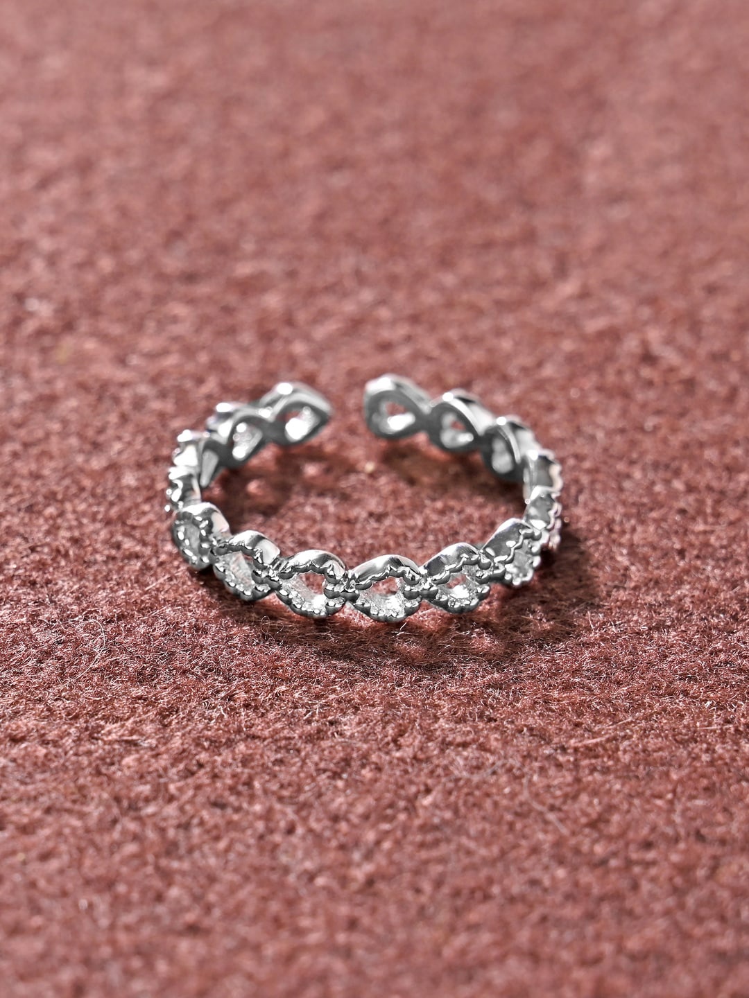 

Clara 925 Sterling Silver Rhodium-Plated Heart Shaped Adjustable Finger Ring