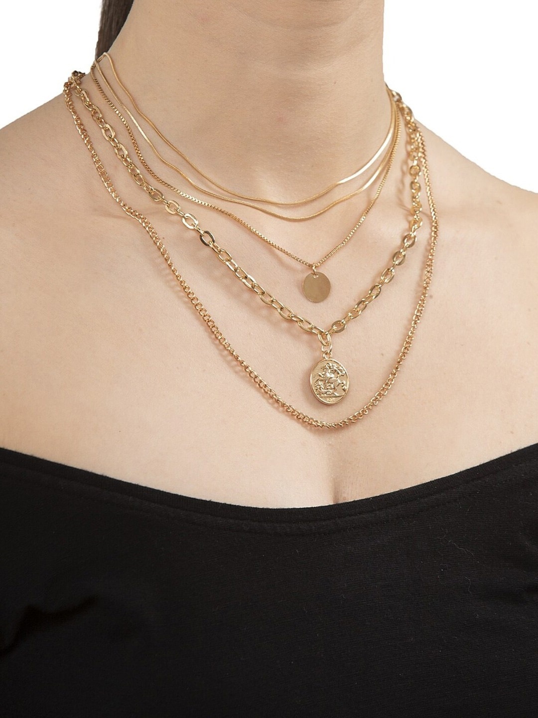 

OOMPH Set Of 2 Layered Necklaces, Gold