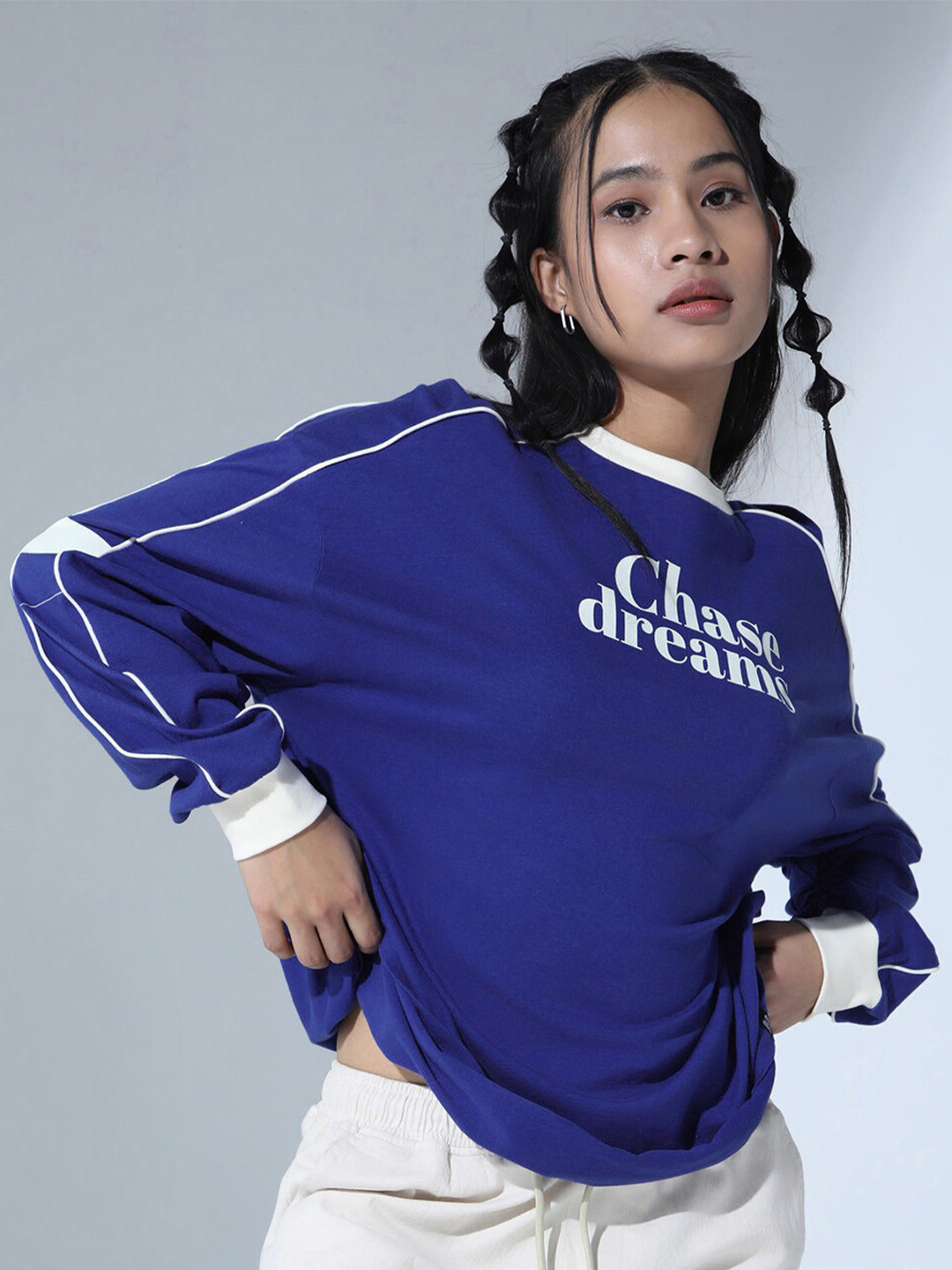 

Hubberholme Typography Printed Relaxed Fit Pure Cotton T-shirt, Blue