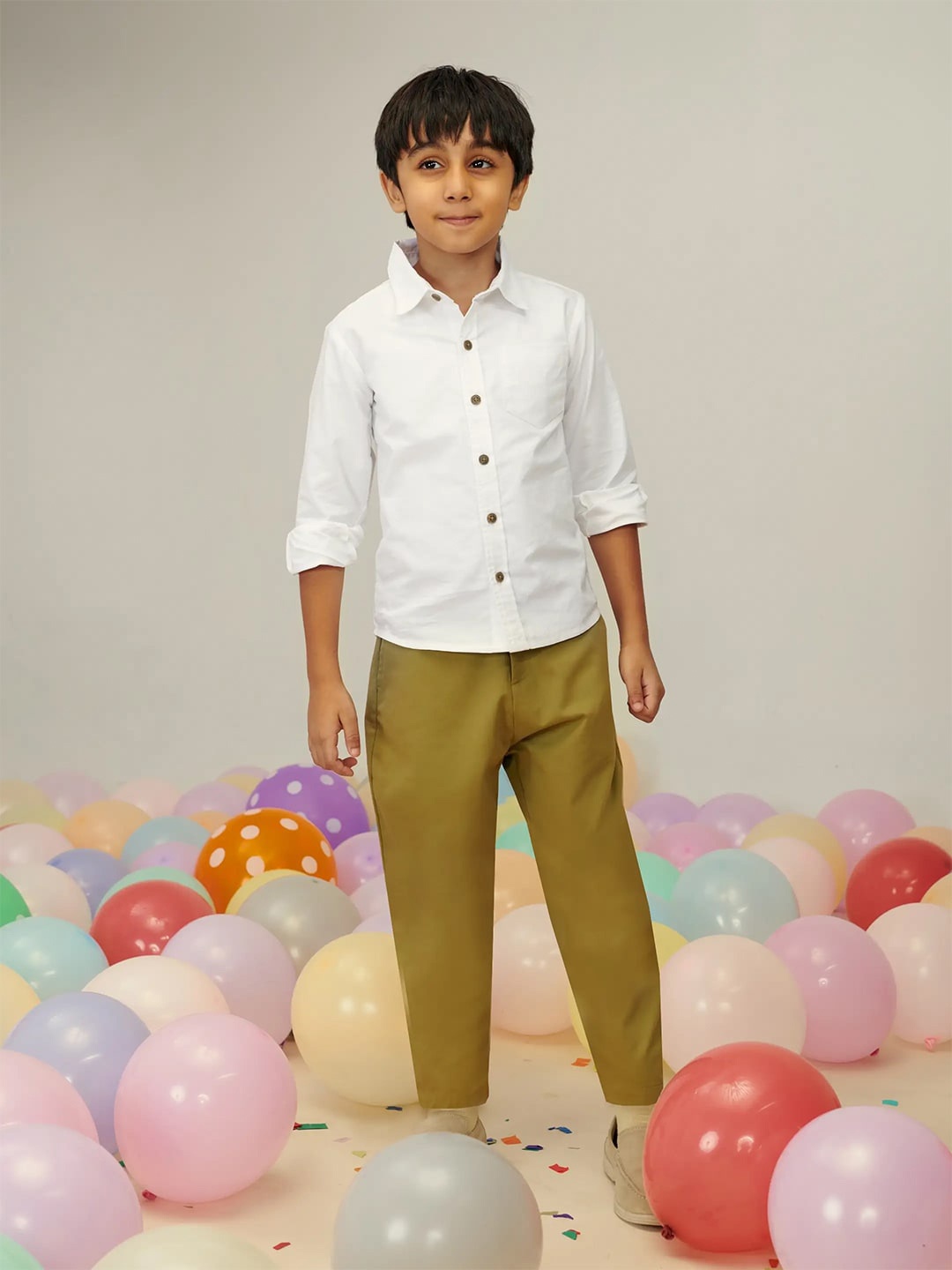 

Somersault Boys Pure Cotton Shirt With Trousers, White