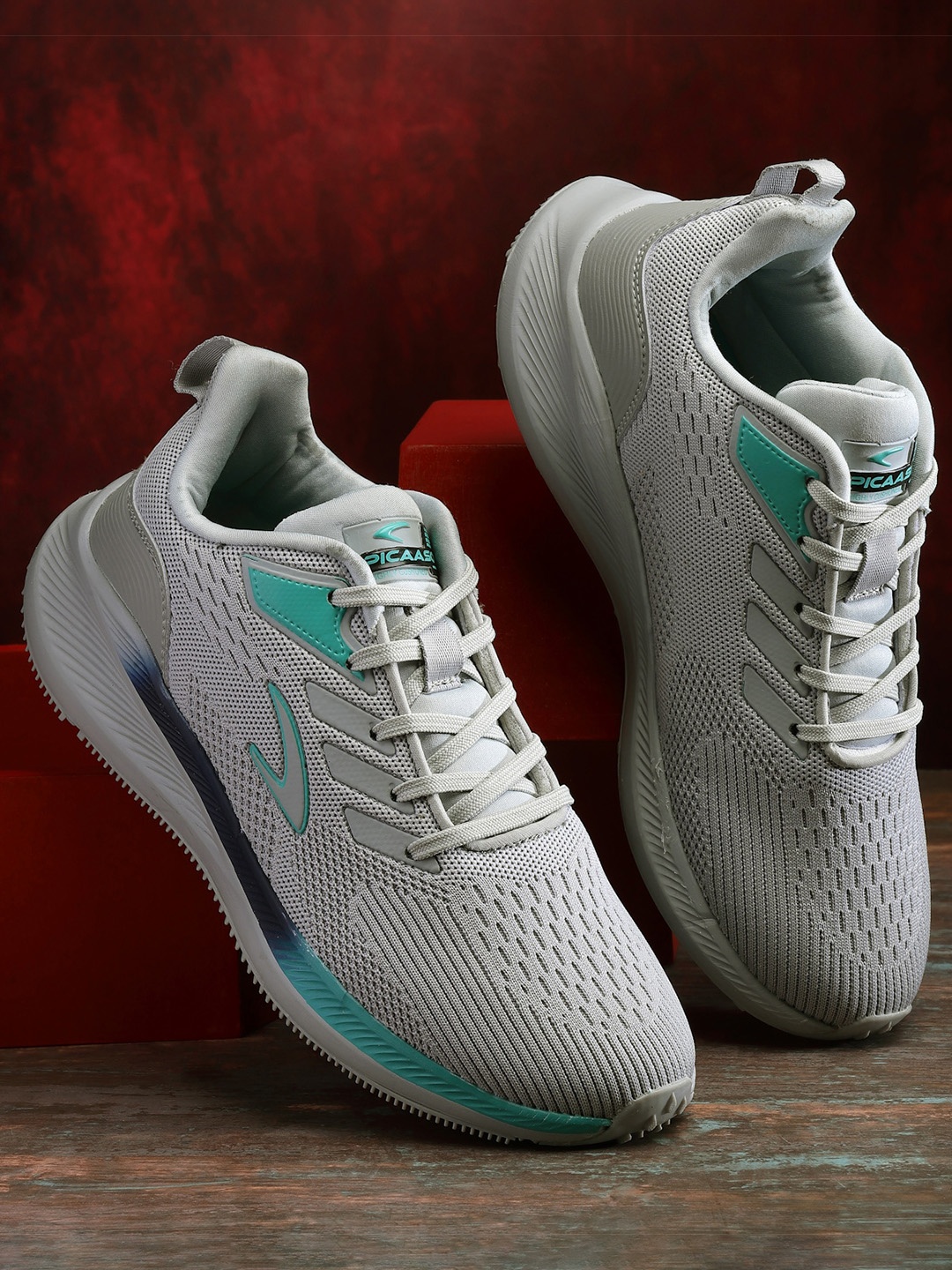

Airson Men Textured Running Shoes, Grey