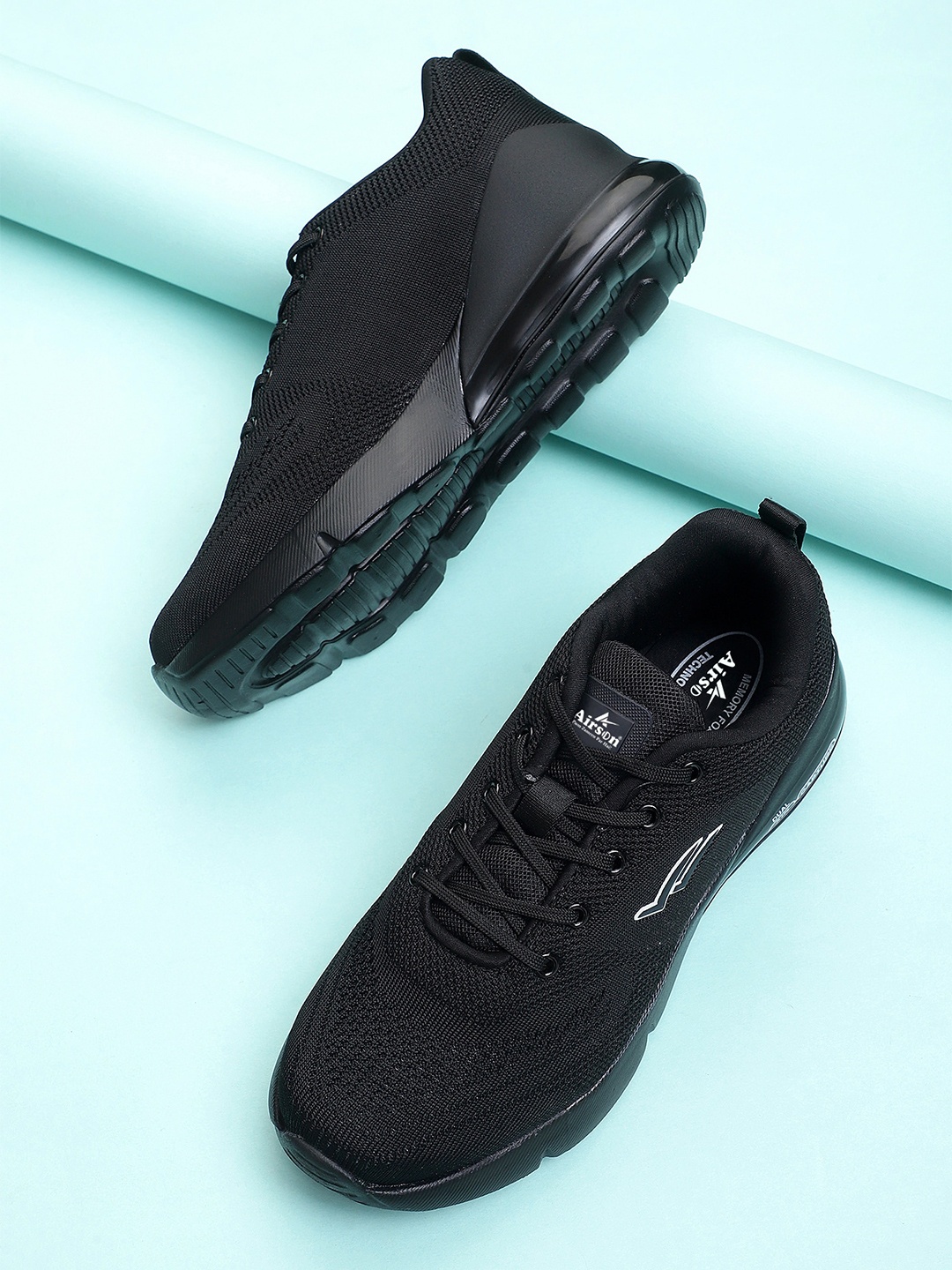 

Airson Men Memory Foam Running Shoes, Black