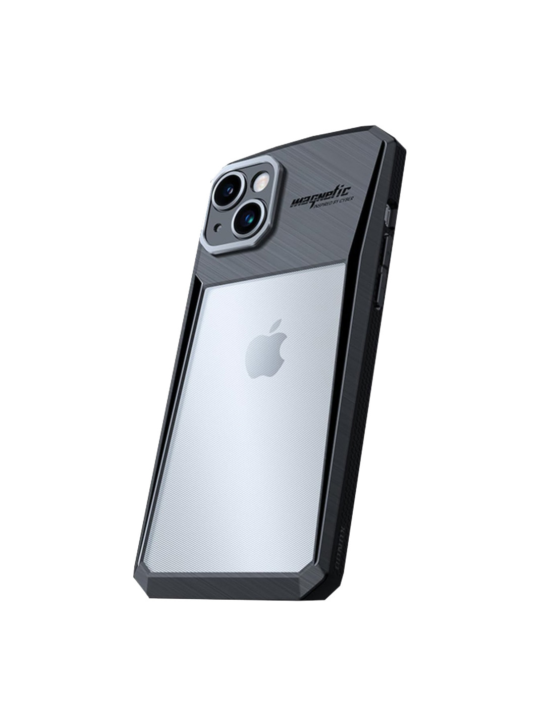 

TREEMODA Classic Cyber Series Transparent Drop Protection iPhone 15 Pro Case Back Cover, Black