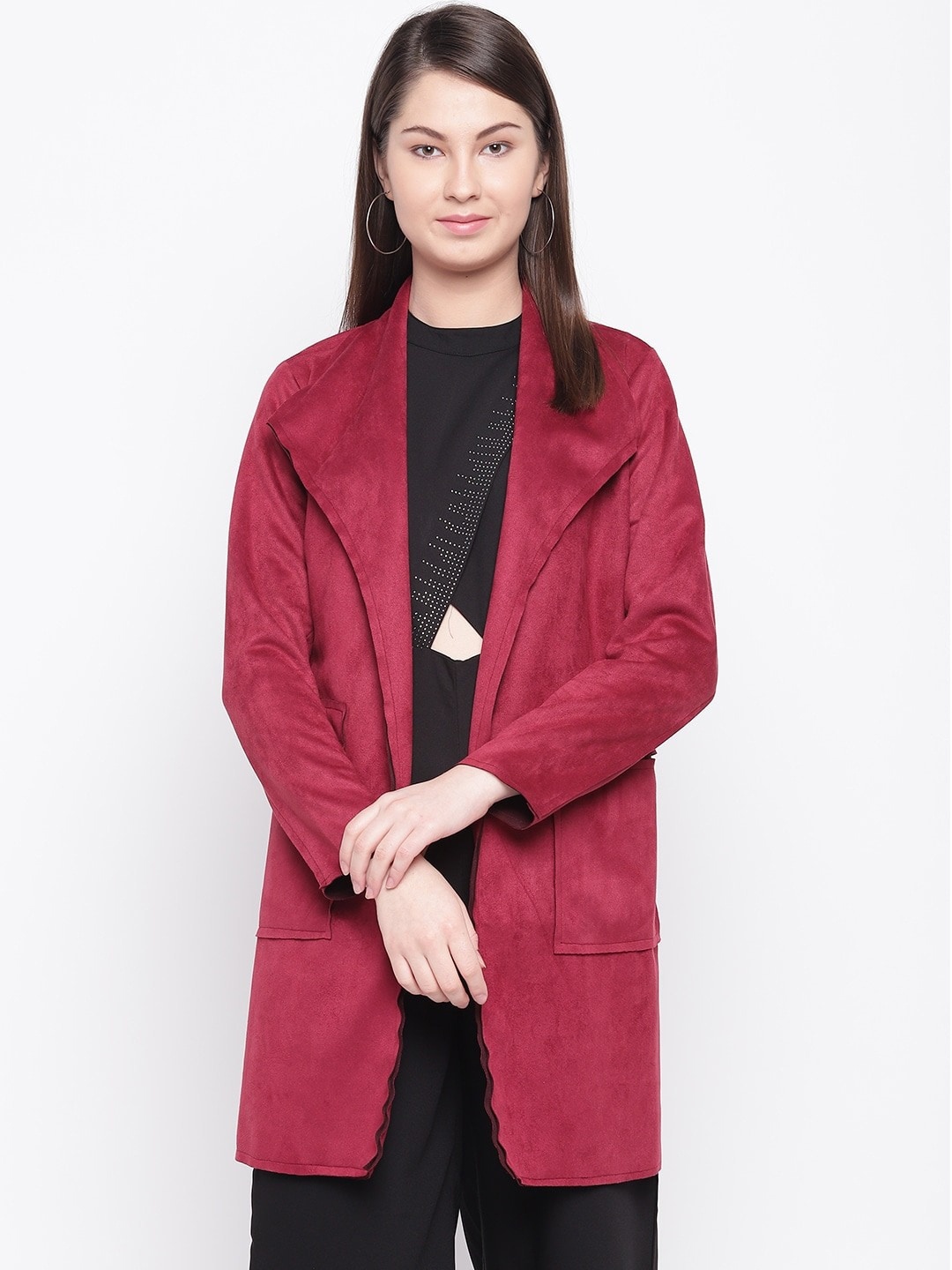 

Marie Claire Maroon Suede Longline Tailored Jacket