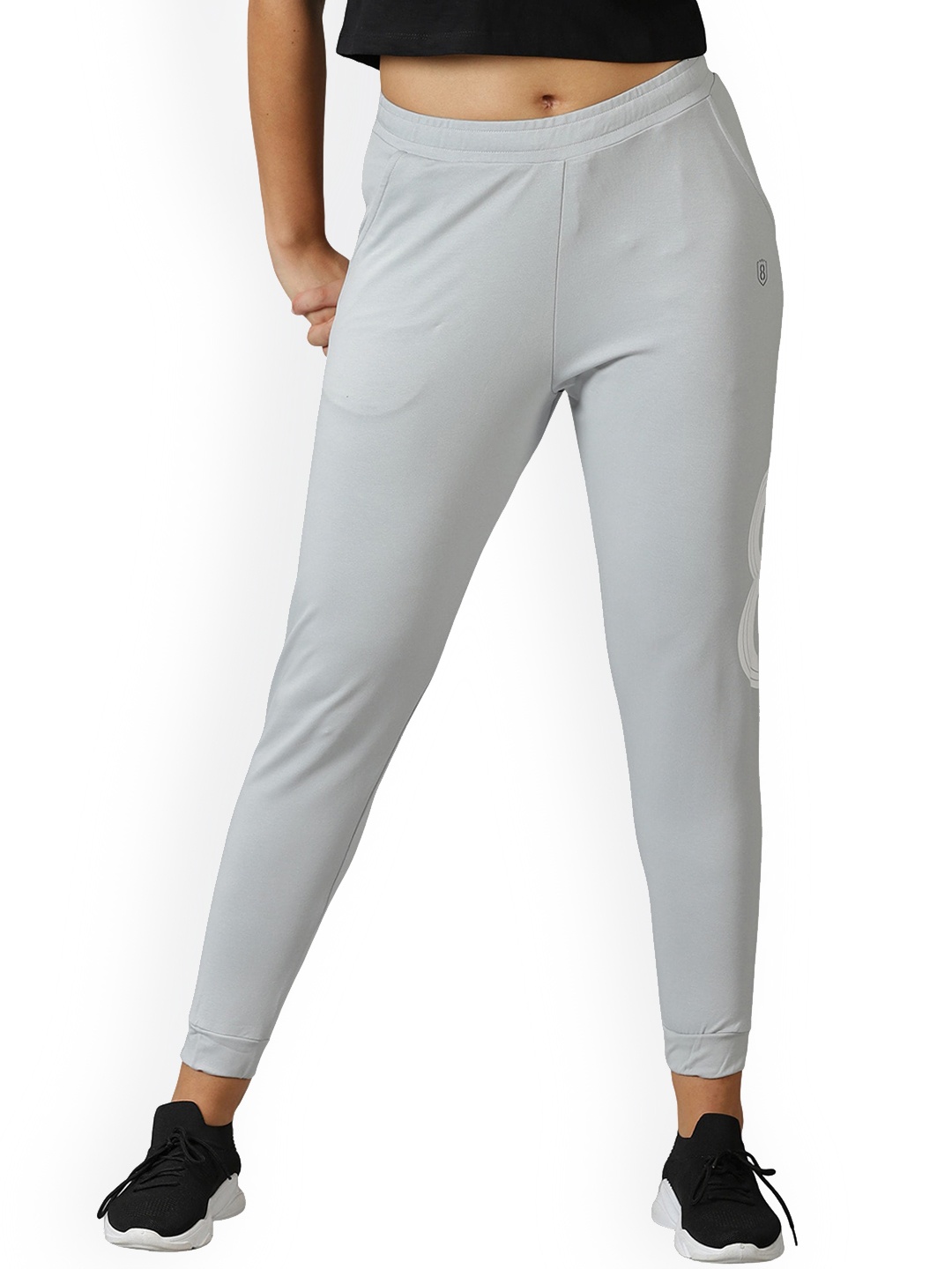 

DOMIN8 Women Logo Printed Training Joggers, Grey