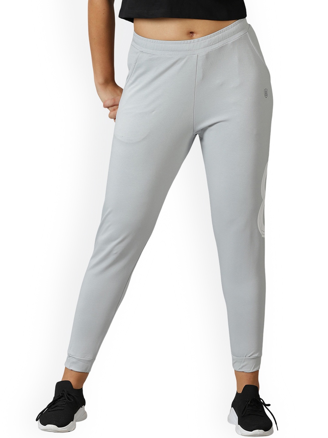 

DOMIN8 Women Mid Rise Joggers, Grey